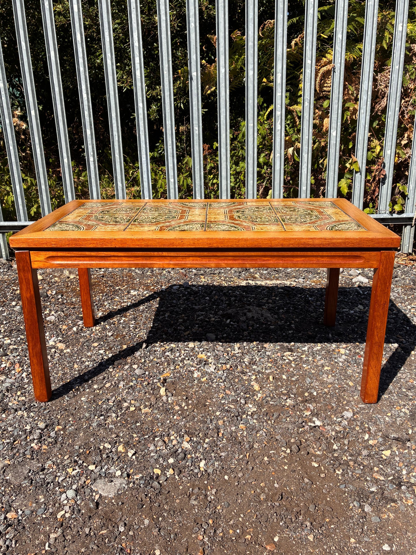 Danish Mid-Century Teak Tile Top Coffee Table – Vintage Scandinavian Ceramic