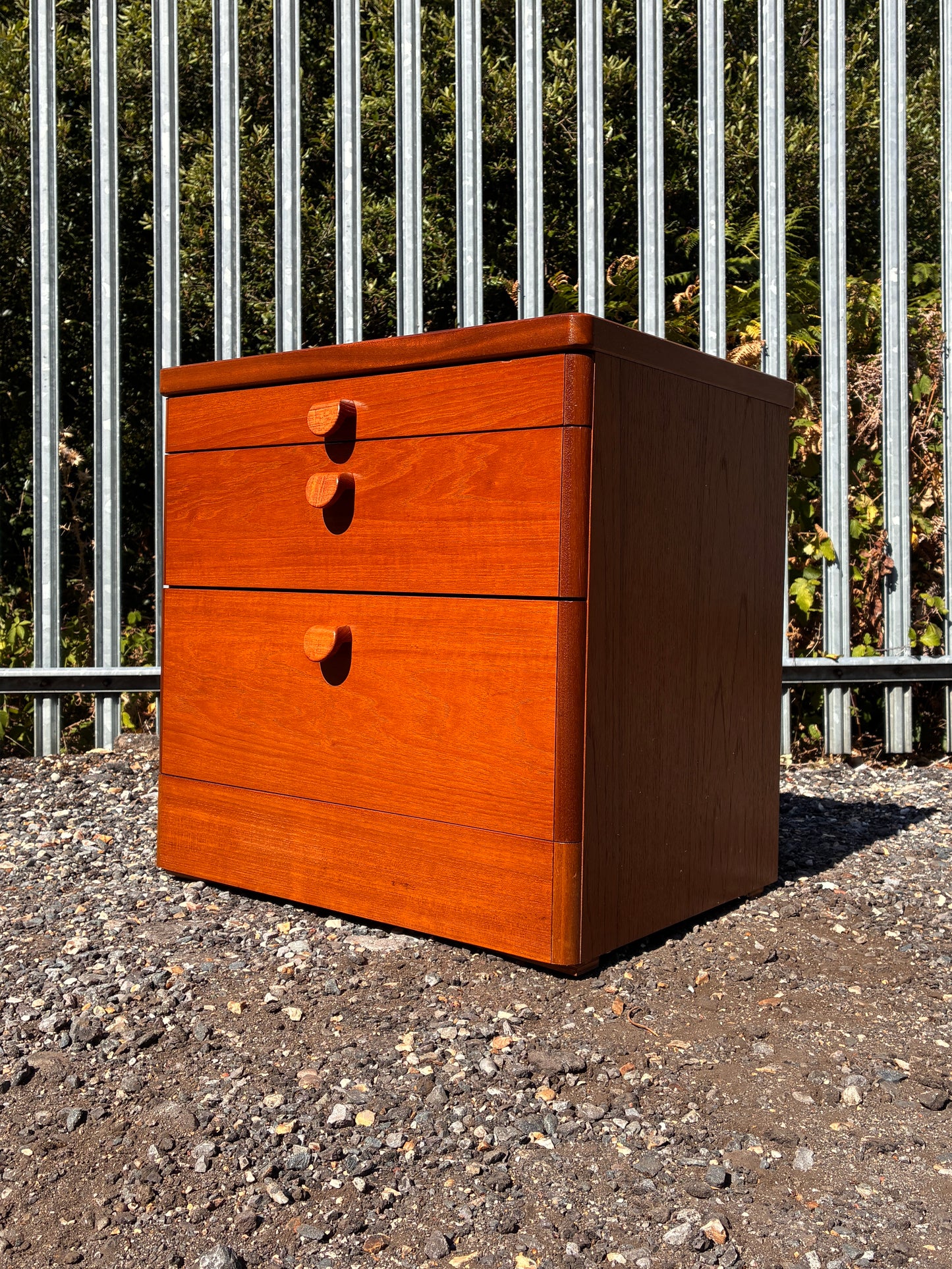 Stag Mid-Century Teak Bedside Chest with Pull-Out Shelf | Vintage 2-Drawer Cabinet