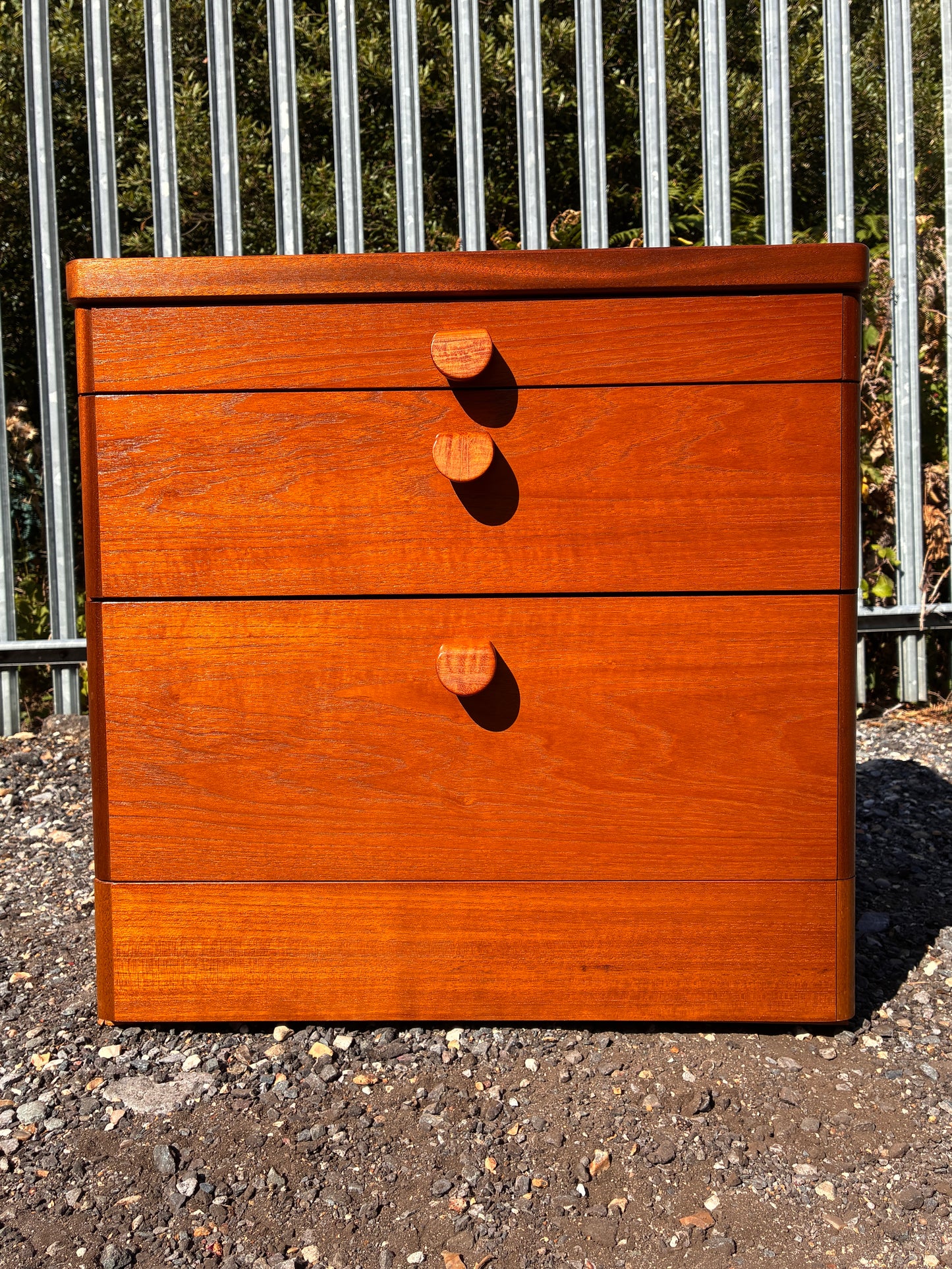 Stag Mid-Century Teak Bedside Chest with Pull-Out Shelf | Vintage 2-Drawer Cabinet