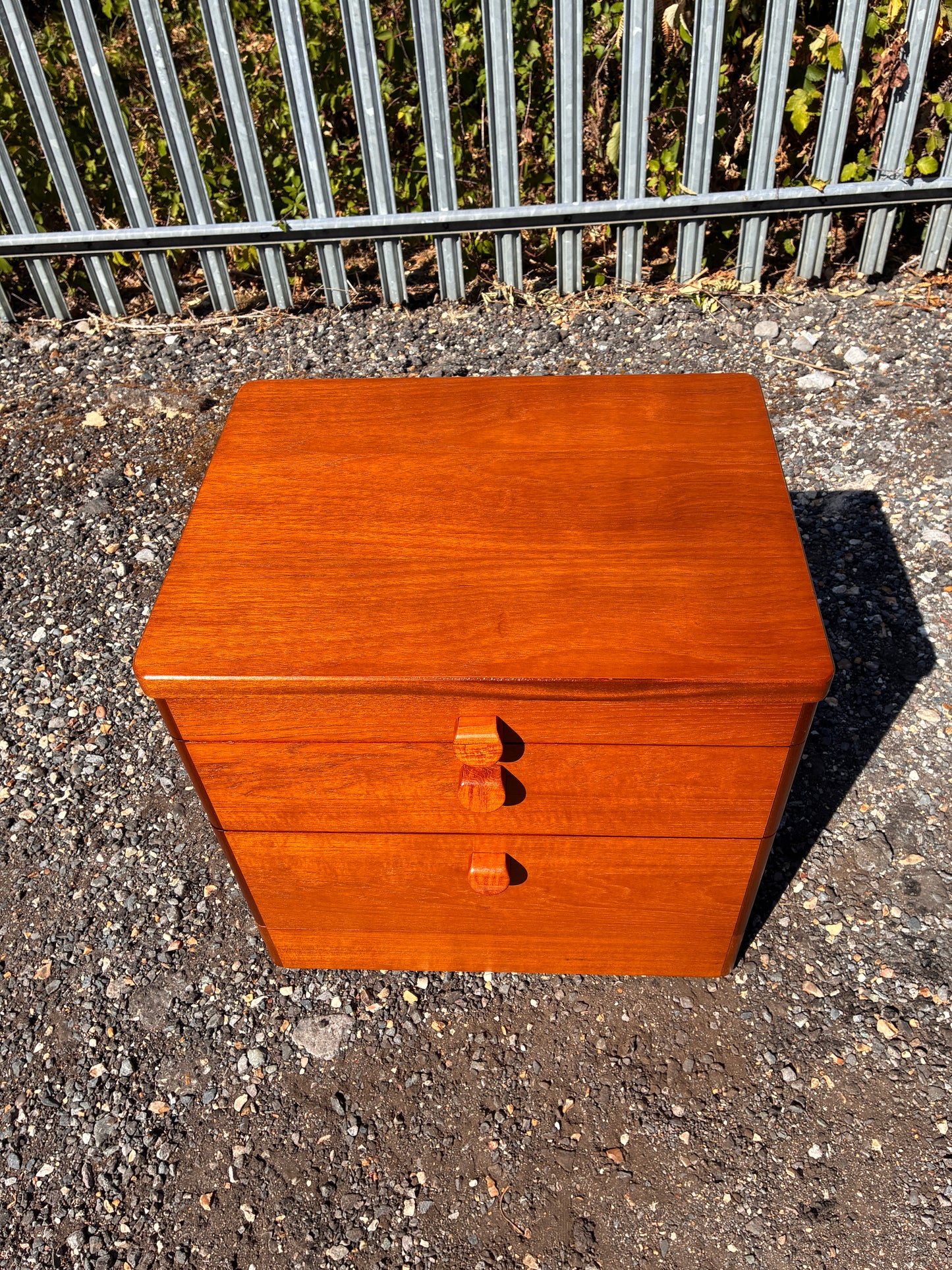 Stag Mid-Century Teak Bedside Chest with Pull-Out Shelf | Vintage 2-Drawer Cabinet