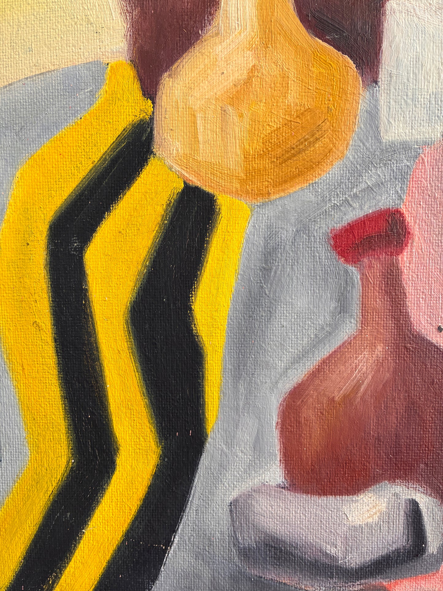 Vintage Abstract Still Life Framed Oil Painting | Mid-Century Modernist Wall Art