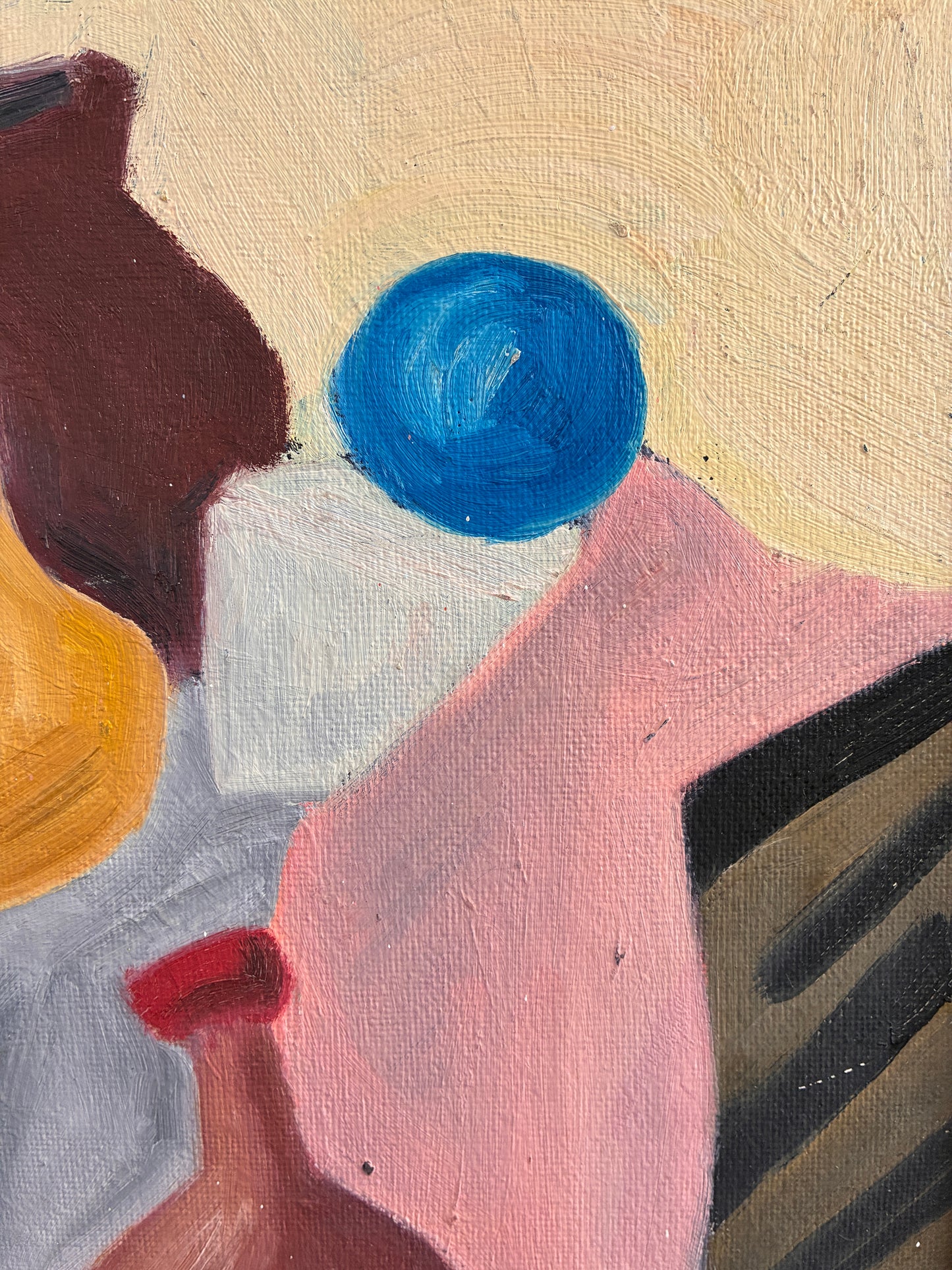 Vintage Abstract Still Life Framed Oil Painting | Mid-Century Modernist Wall Art