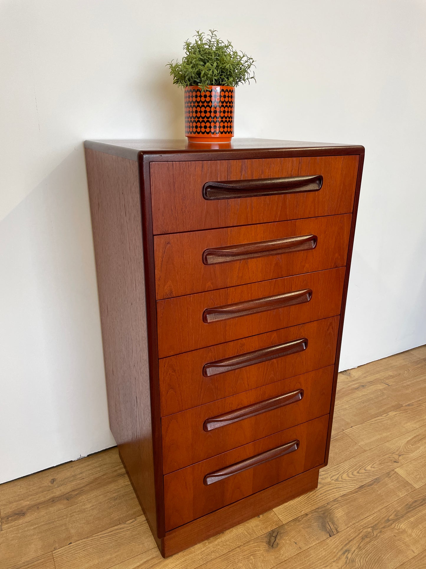 G Plan Tall Boy Chest of Drawers - Fresco Range Mid-Century