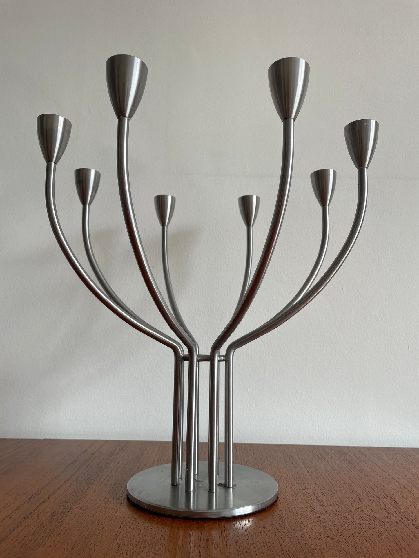 Vintage IKEA Stockholm 8 Arm Metal Candleholder by Knut & Marianne Hagberg – Signed Scandinavian Candelabra 33cm x 33cm