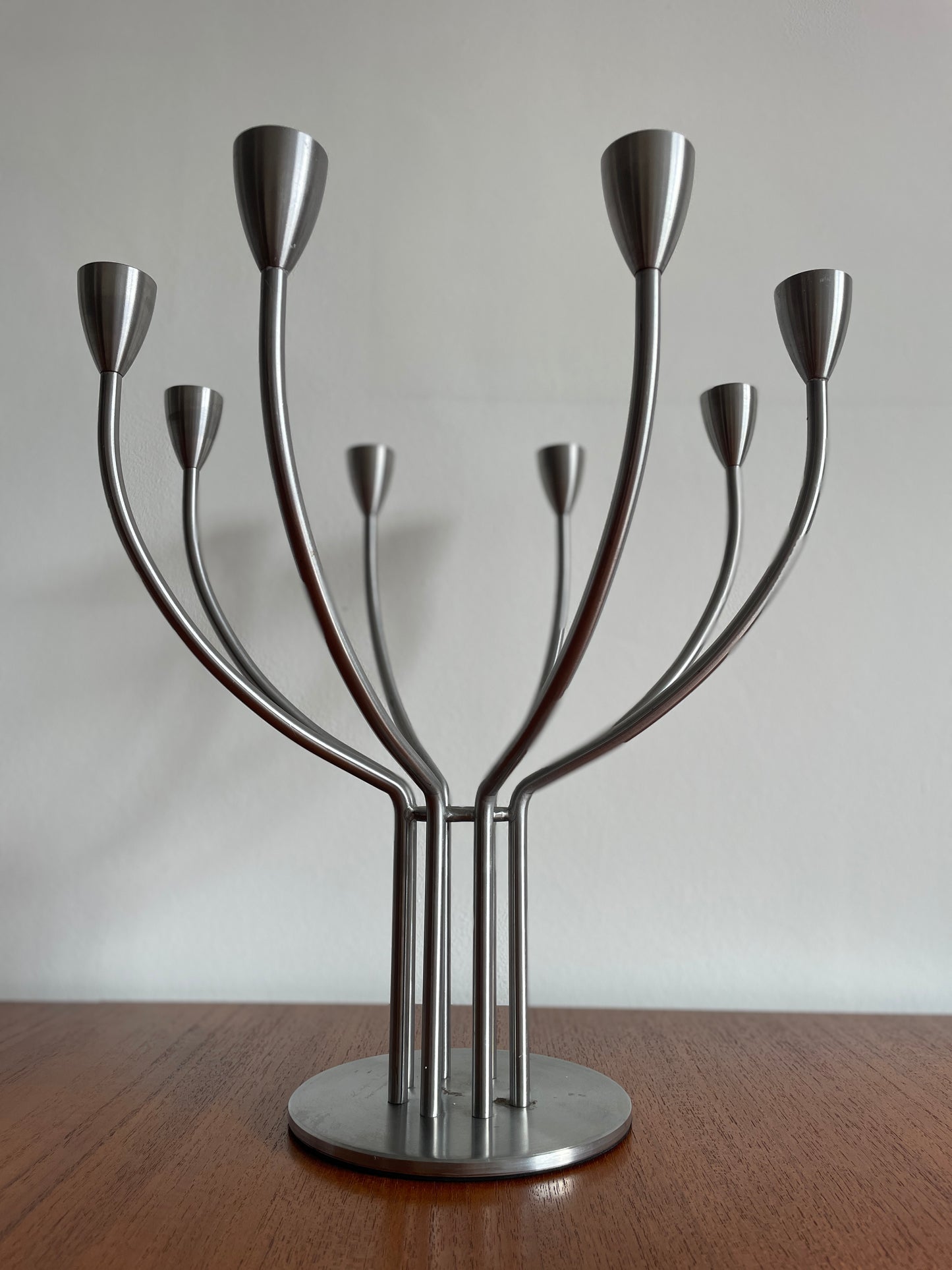 Vintage IKEA Stockholm 8 Arm Metal Candleholder by Knut & Marianne Hagberg – Signed Scandinavian Candelabra 33cm x 33cm