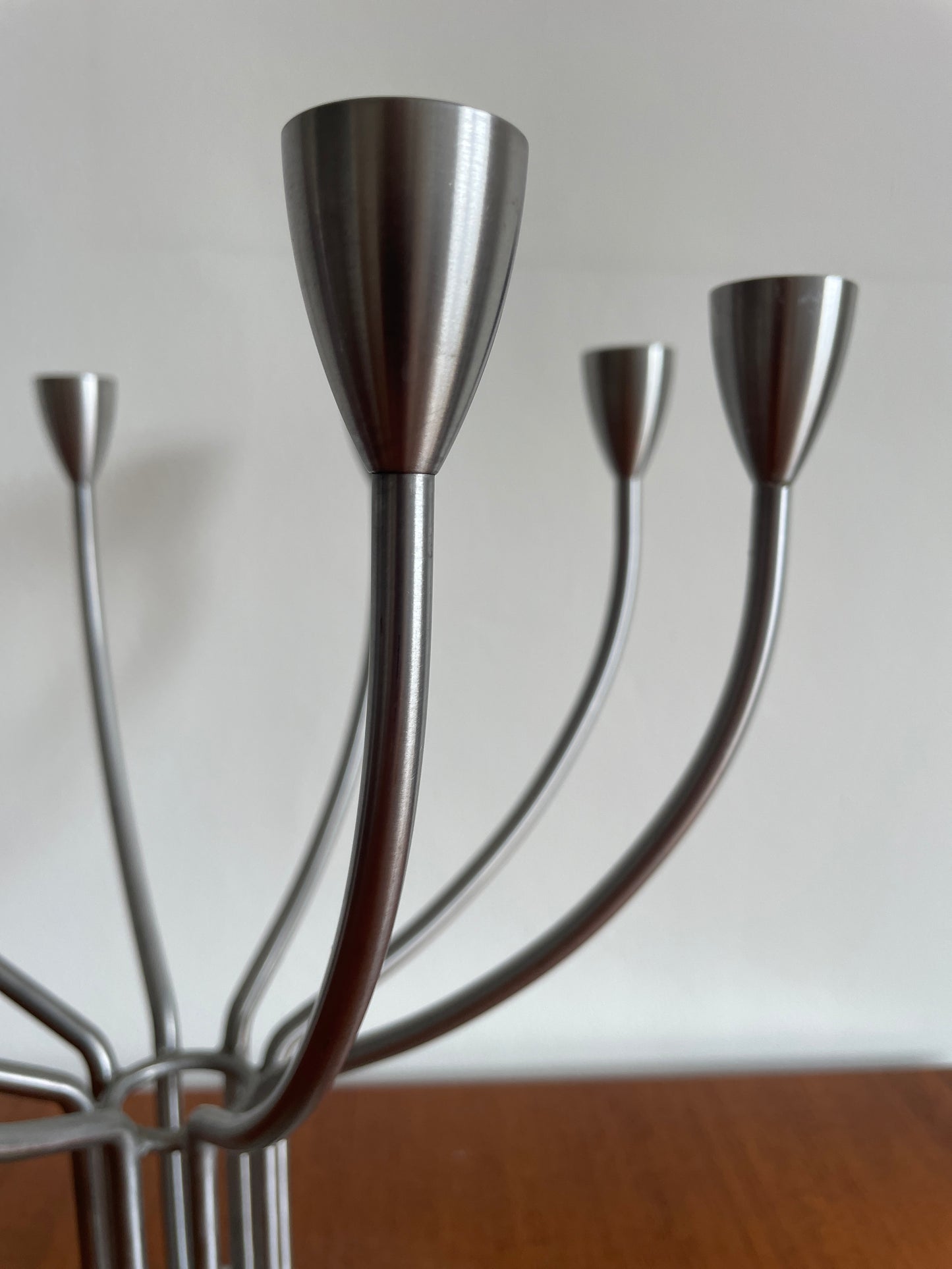 Vintage IKEA Stockholm 8 Arm Metal Candleholder by Knut & Marianne Hagberg – Signed Scandinavian Candelabra 33cm x 33cm