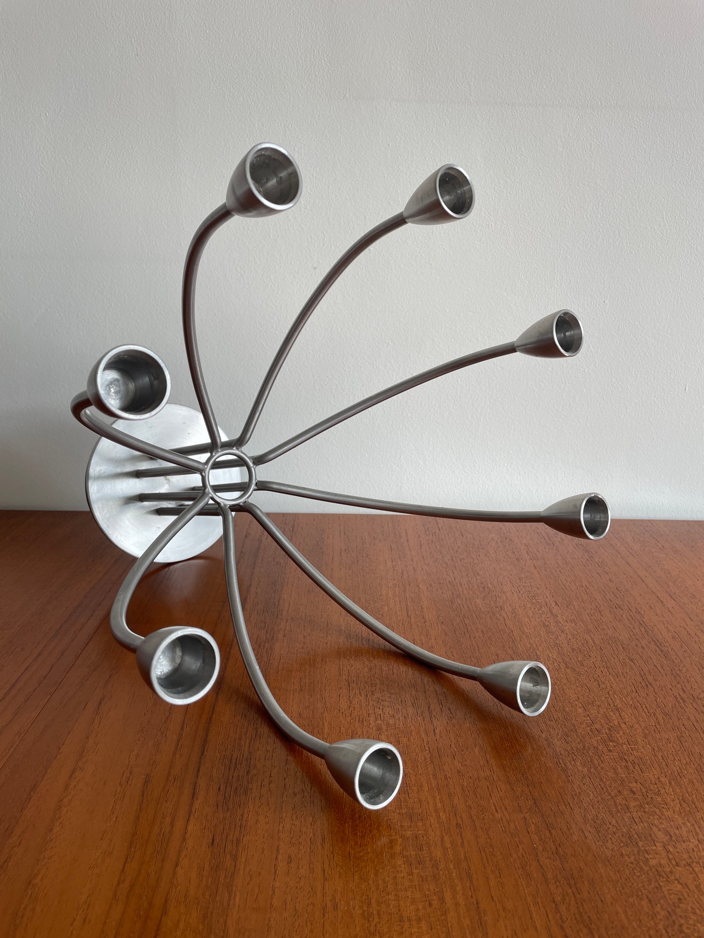 Vintage IKEA Stockholm 8 Arm Metal Candleholder by Knut & Marianne Hagberg – Signed Scandinavian Candelabra 33cm x 33cm