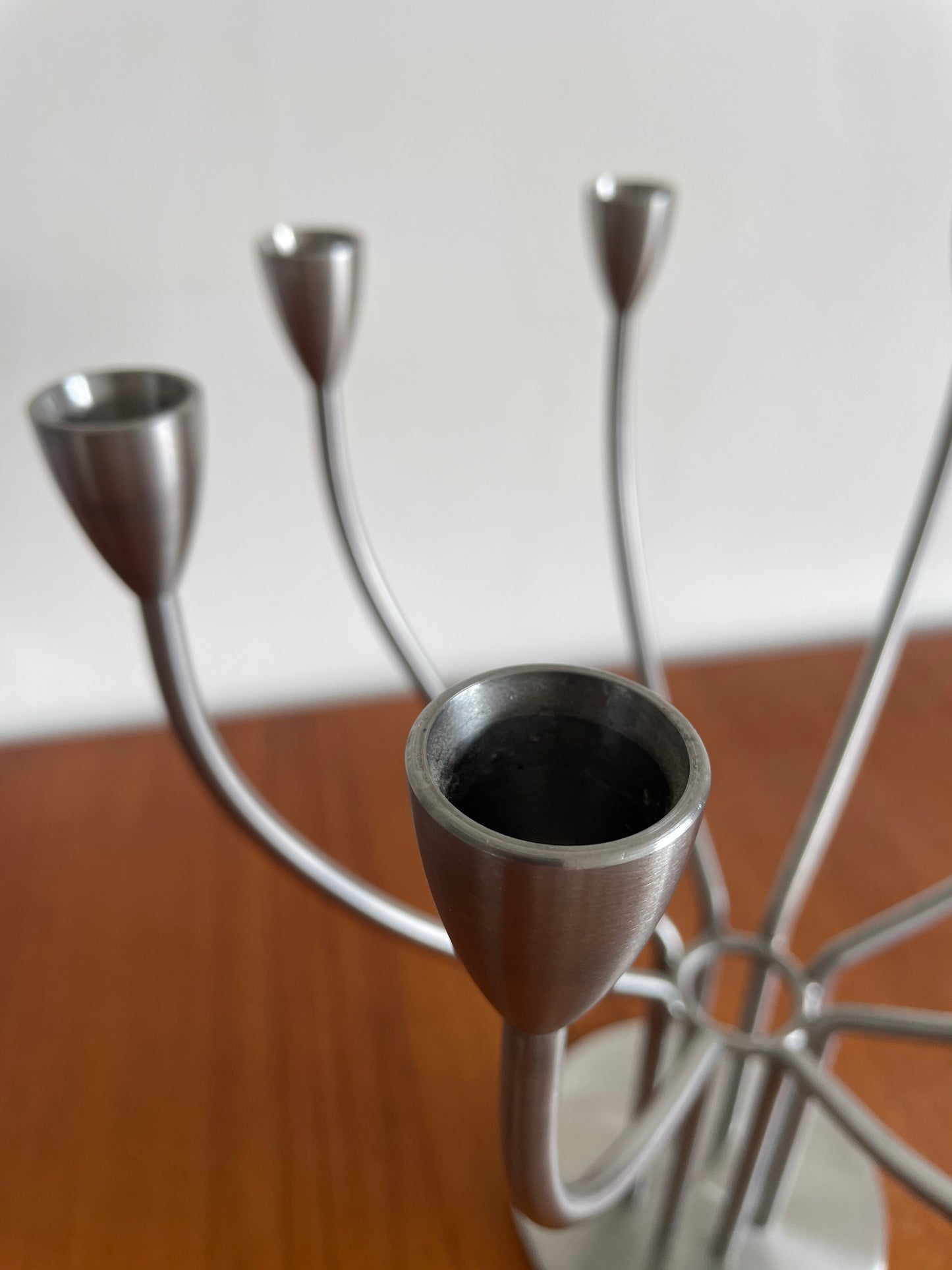 Vintage IKEA Stockholm 8 Arm Metal Candleholder by Knut & Marianne Hagberg – Signed Scandinavian Candelabra 33cm x 33cm