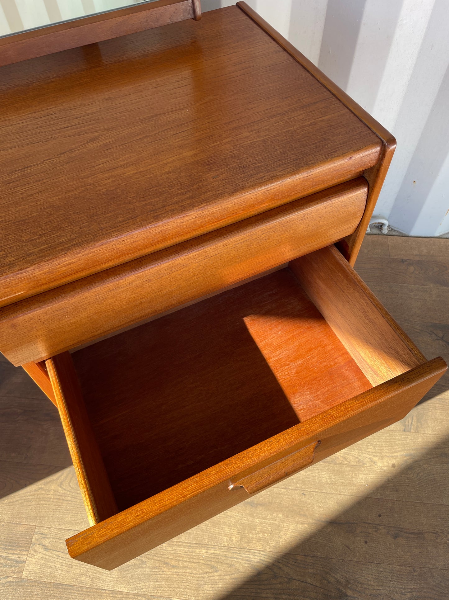 Vintage Mid-Century William Lawrence Teak Dressing Table with Mirror – 156cm Wide