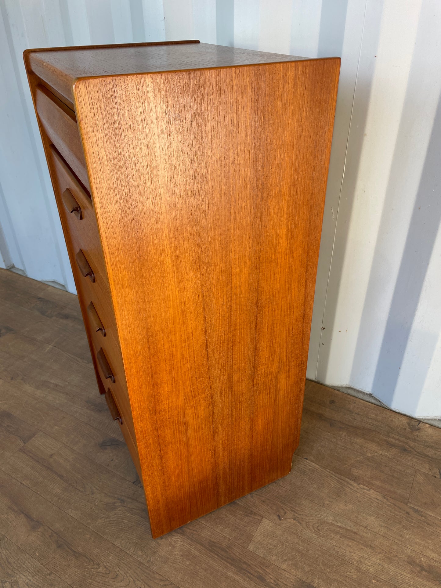 Vintage Mid-Century William Lawrence Tall Teak Chest of Drawers – 6 Drawer British Modernist Cabinet – 100cm High