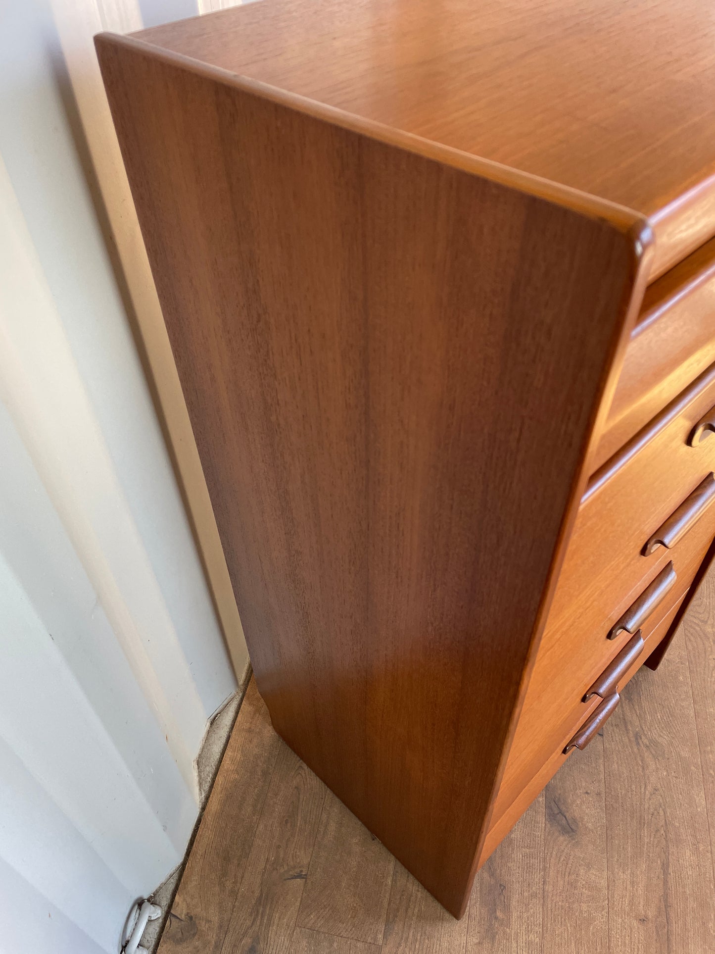Vintage Mid-Century William Lawrence Tall Teak Chest of Drawers – 6 Drawer British Modernist Cabinet – 100cm High