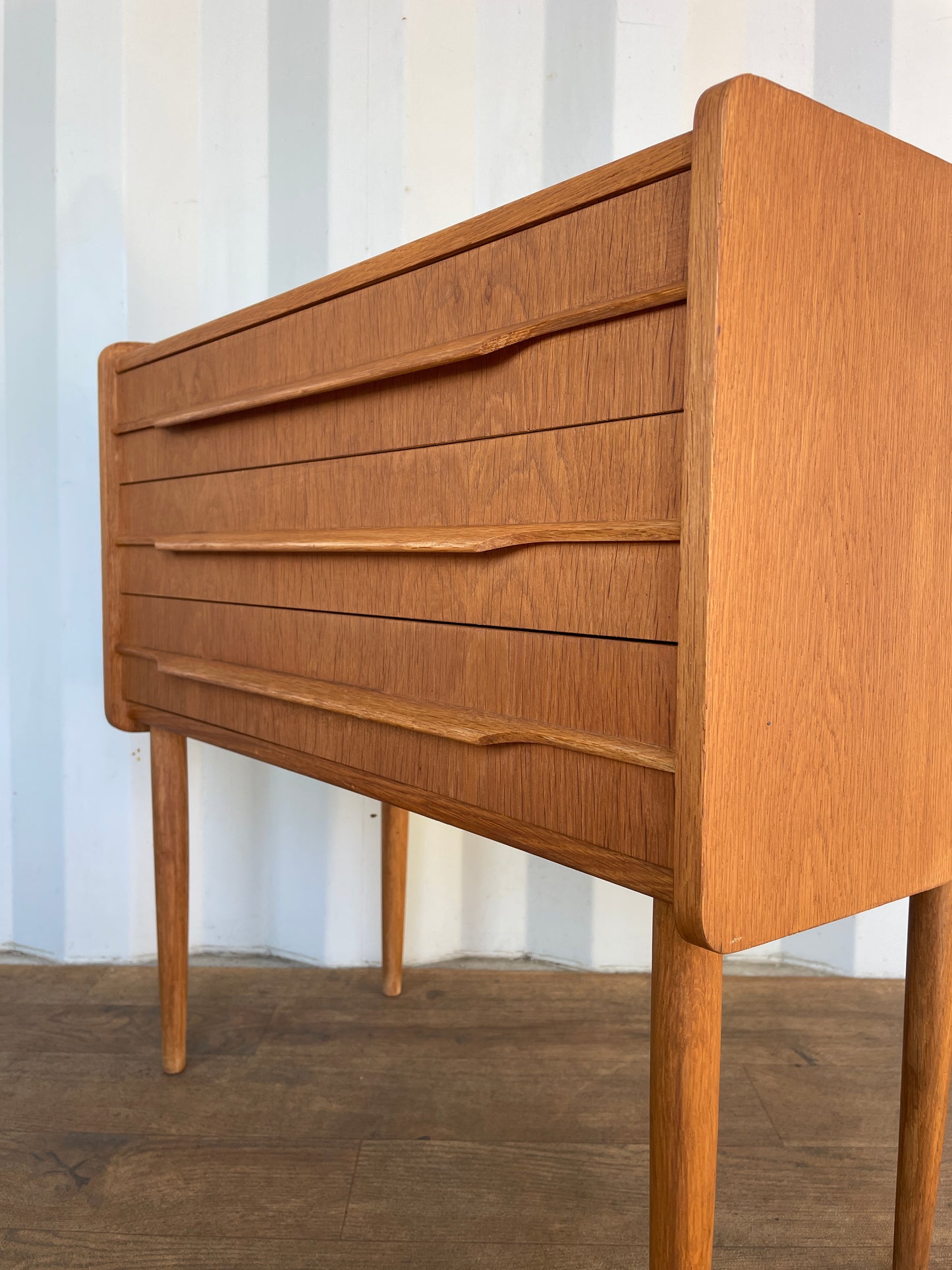 Vintage Teak Danish Chest of Drawers – Mid Century Modern Small 3 Drawer Cabinet – 60cm