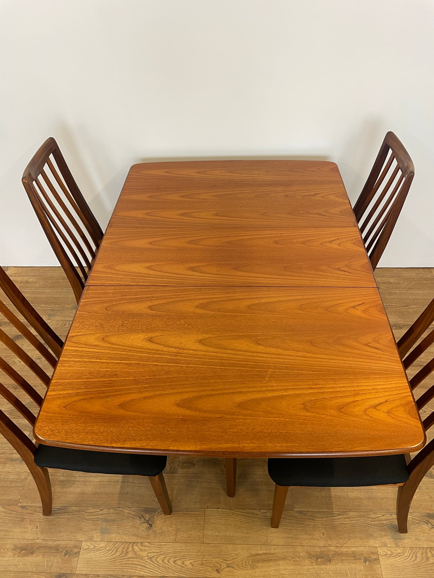 G Plan Dining Table & 4 Chairs - Drop Leaf Re-Upholstered Mid-Century