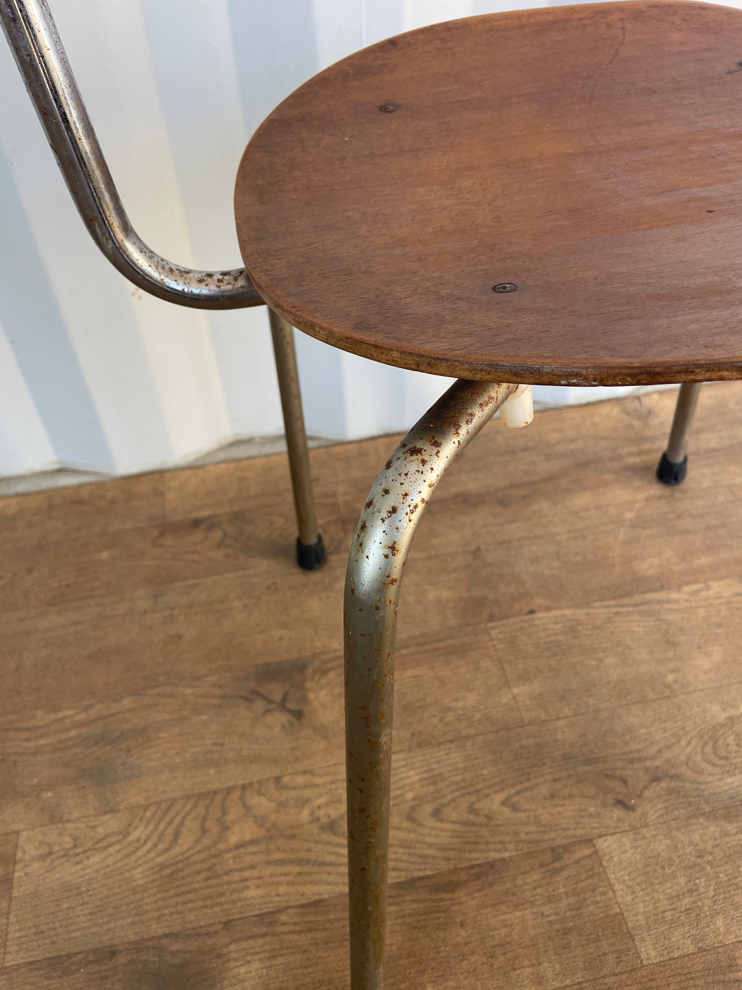 Vintage Danish Teak & Chrome Chair, Mid-Century Modern Industrial Dining Chair 40cm