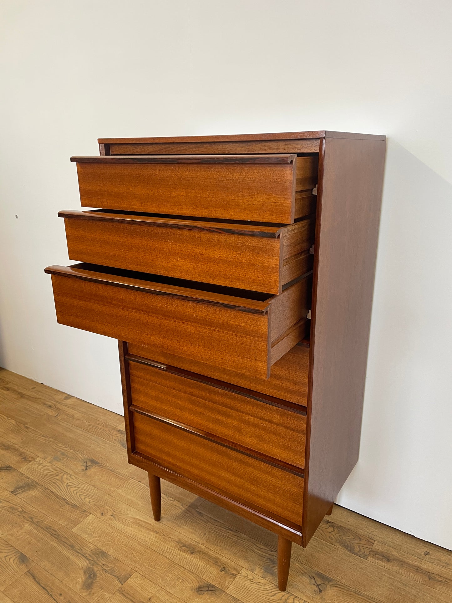 Austinsuite Tall Boy Chest of Drawers by Frank Guille - Mid-Century Teak