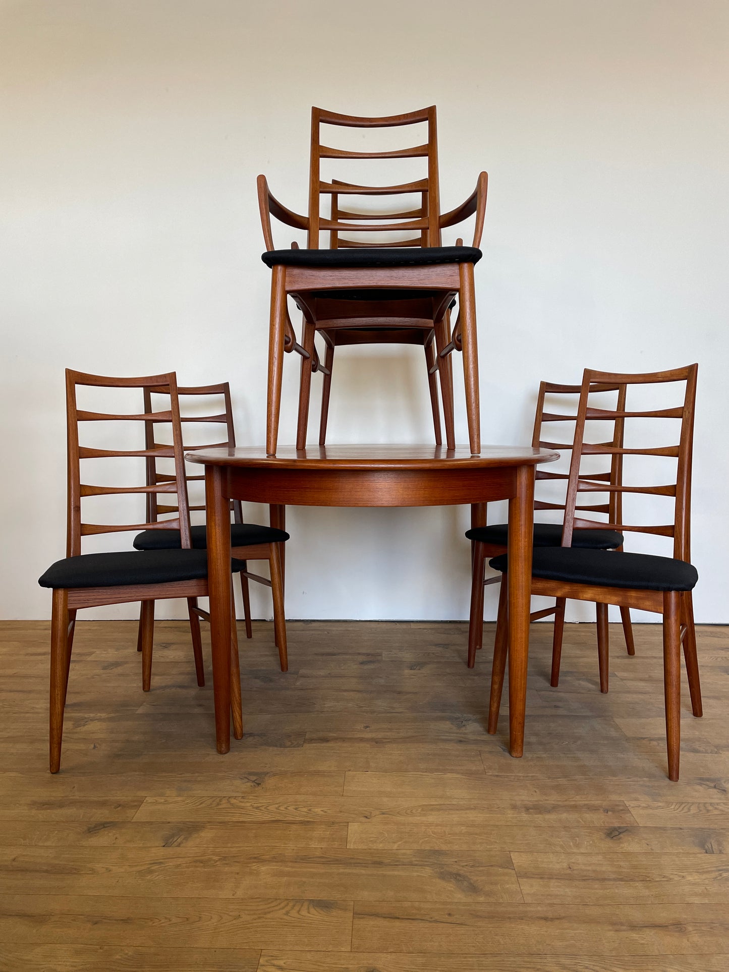 Rare Danish Table & 6 Dining Chairs by Niels Koefoed - Including 2 Carvers