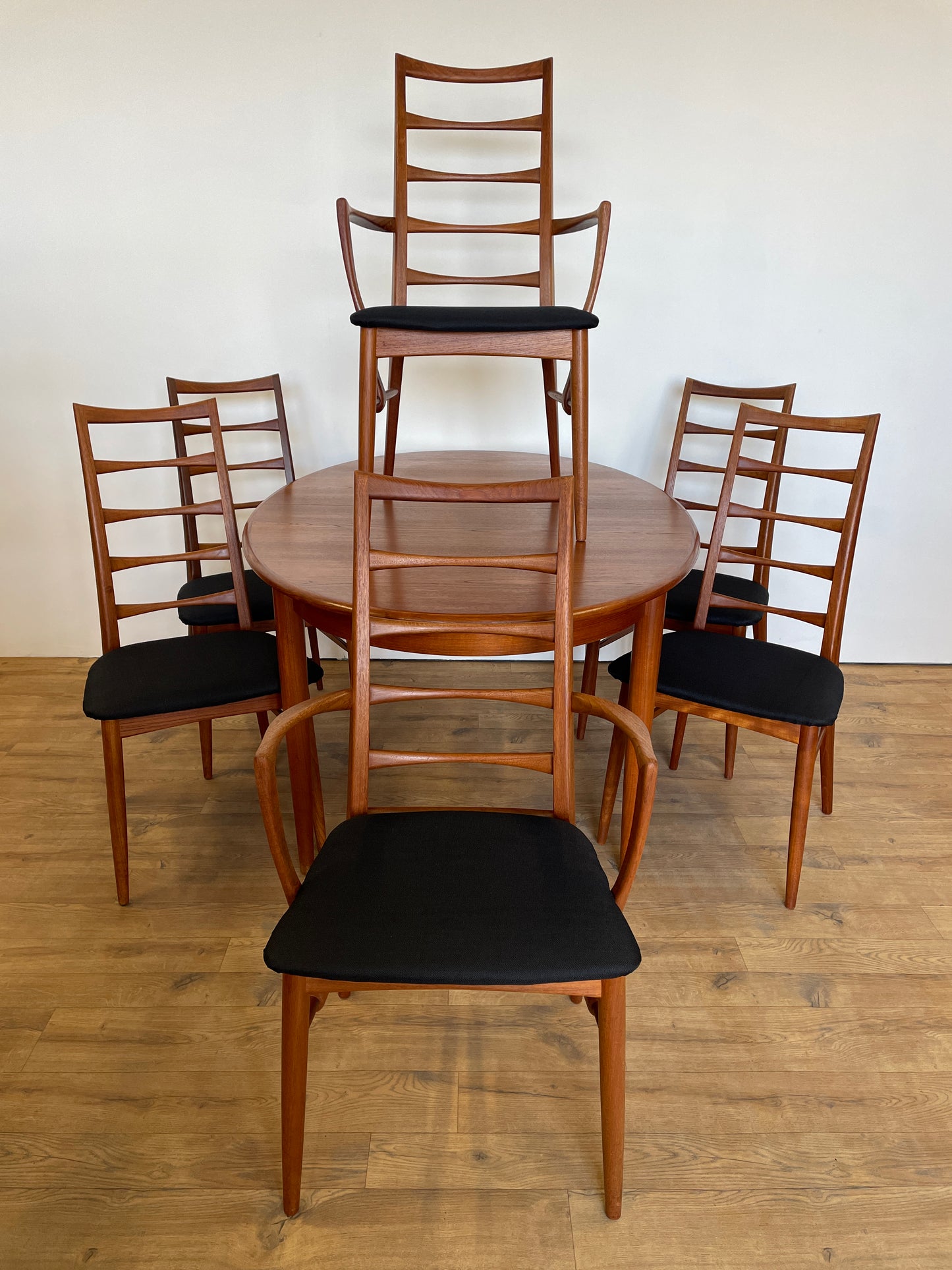 Rare Danish Table & 6 Dining Chairs by Niels Koefoed - Including 2 Carvers