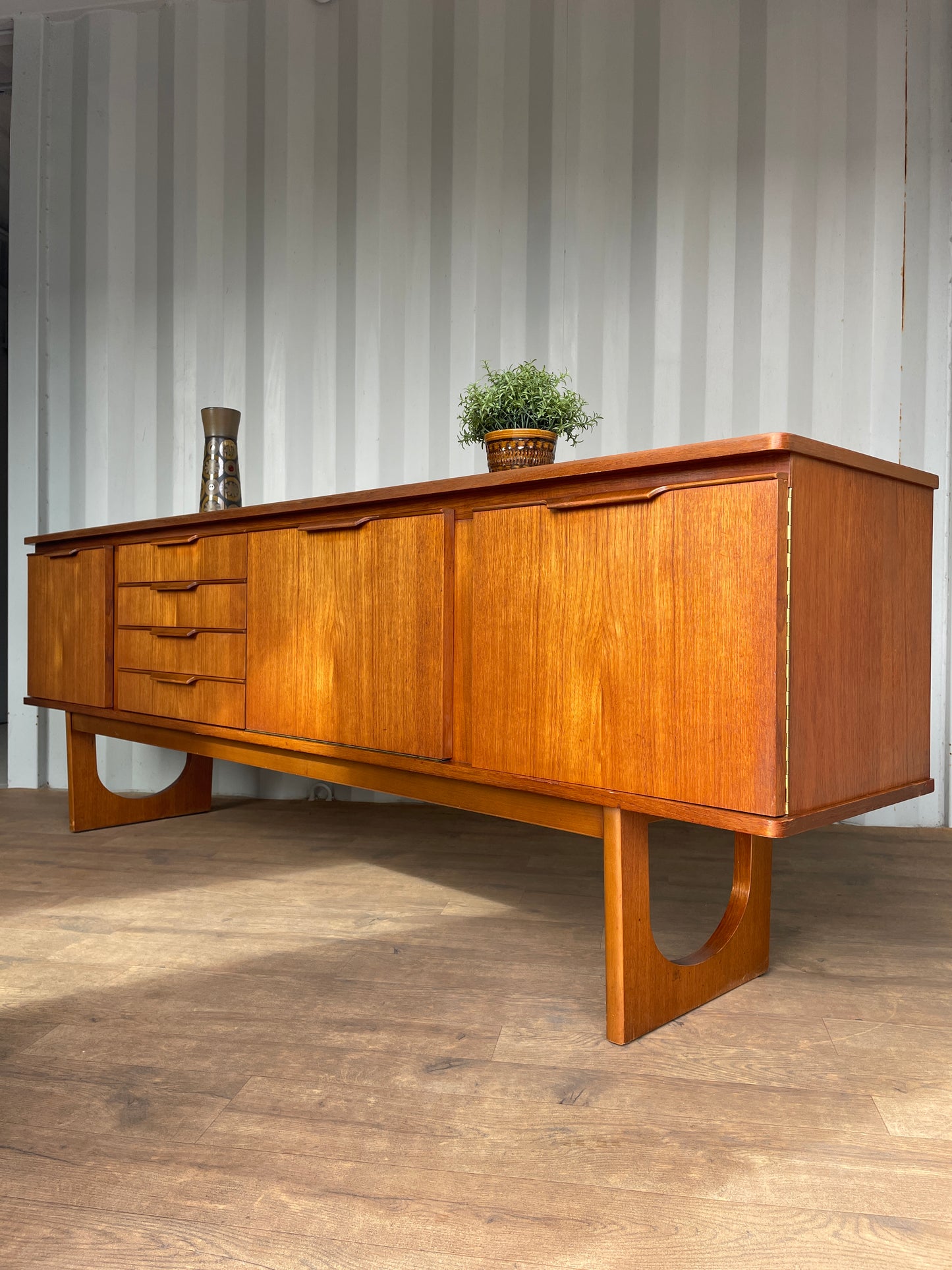 Vintage Mid-Century Teak Stonehill Sideboard – Large 212cm Danish Style Credenza Cabinet