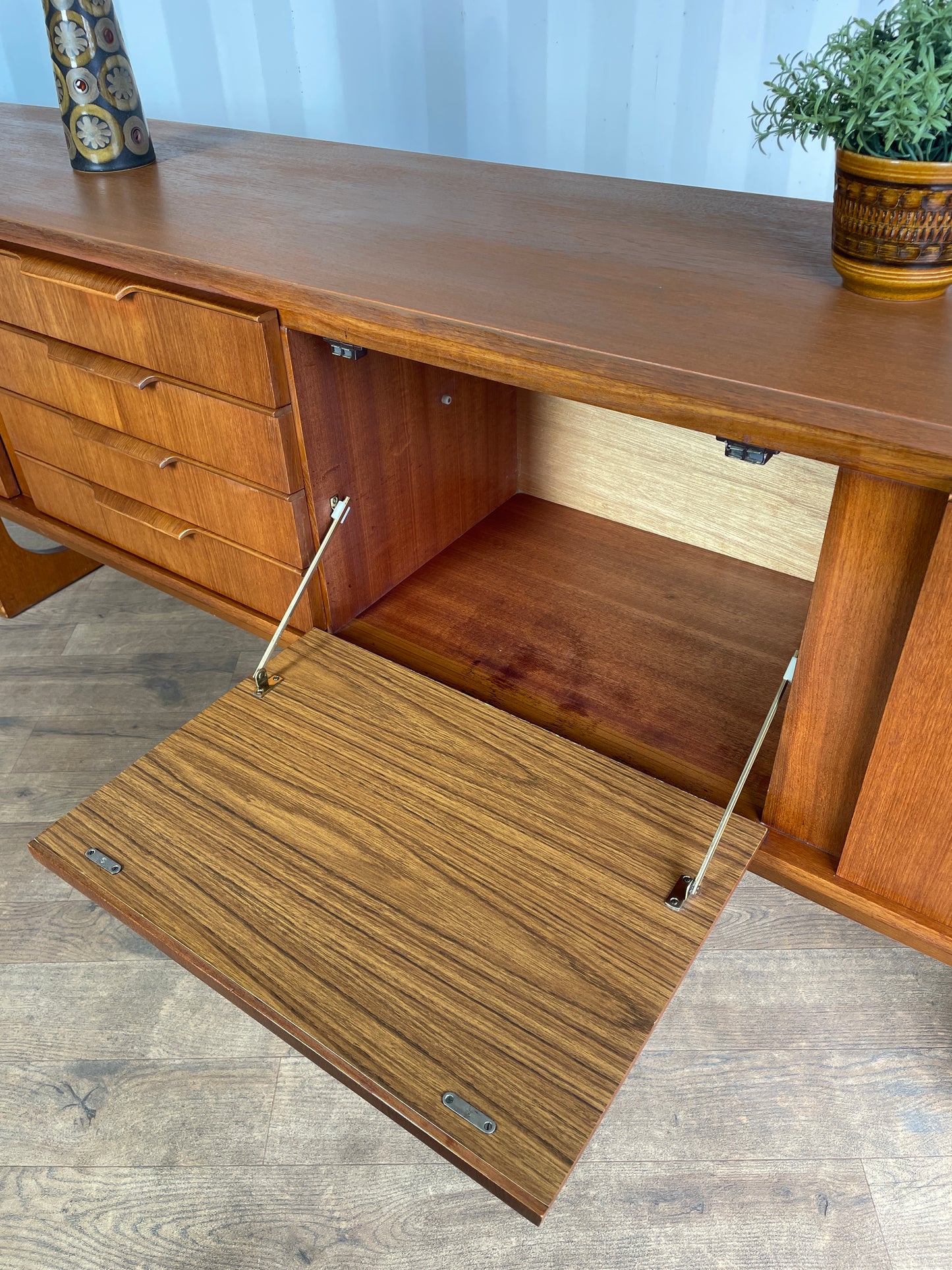 Vintage Mid-Century Teak Stonehill Sideboard – Large 212cm Danish Style Credenza Cabinet