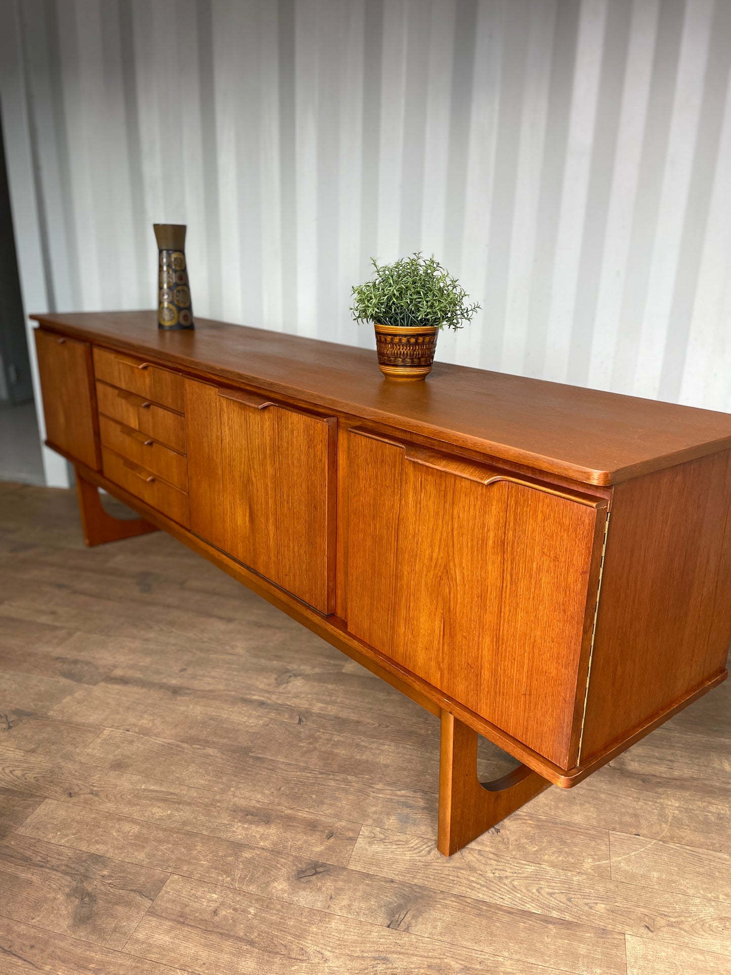 Vintage Mid-Century Teak Stonehill Sideboard – Large 212cm Danish Style Credenza Cabinet