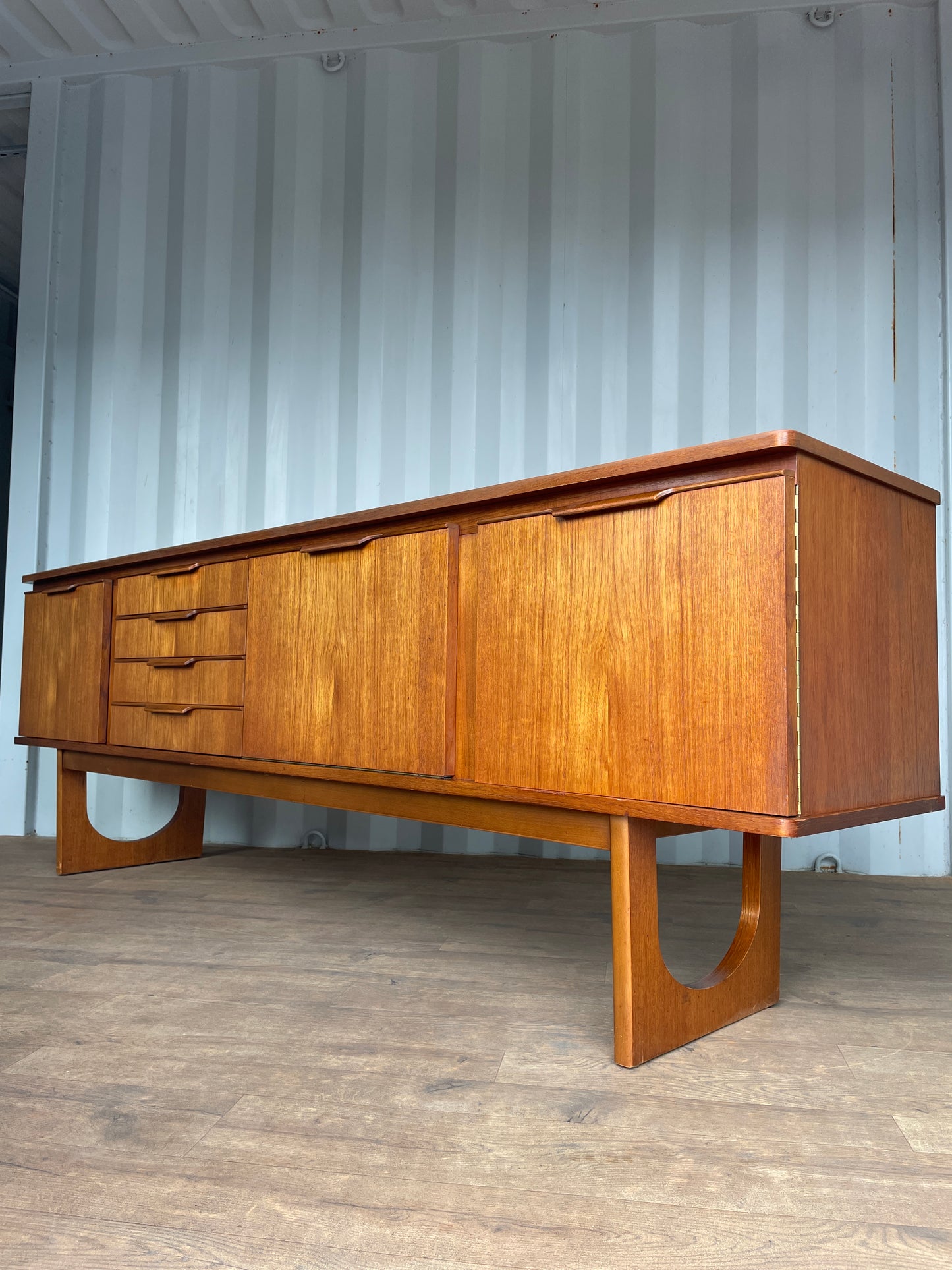 Vintage Mid-Century Teak Stonehill Sideboard – Large 212cm Danish Style Credenza Cabinet