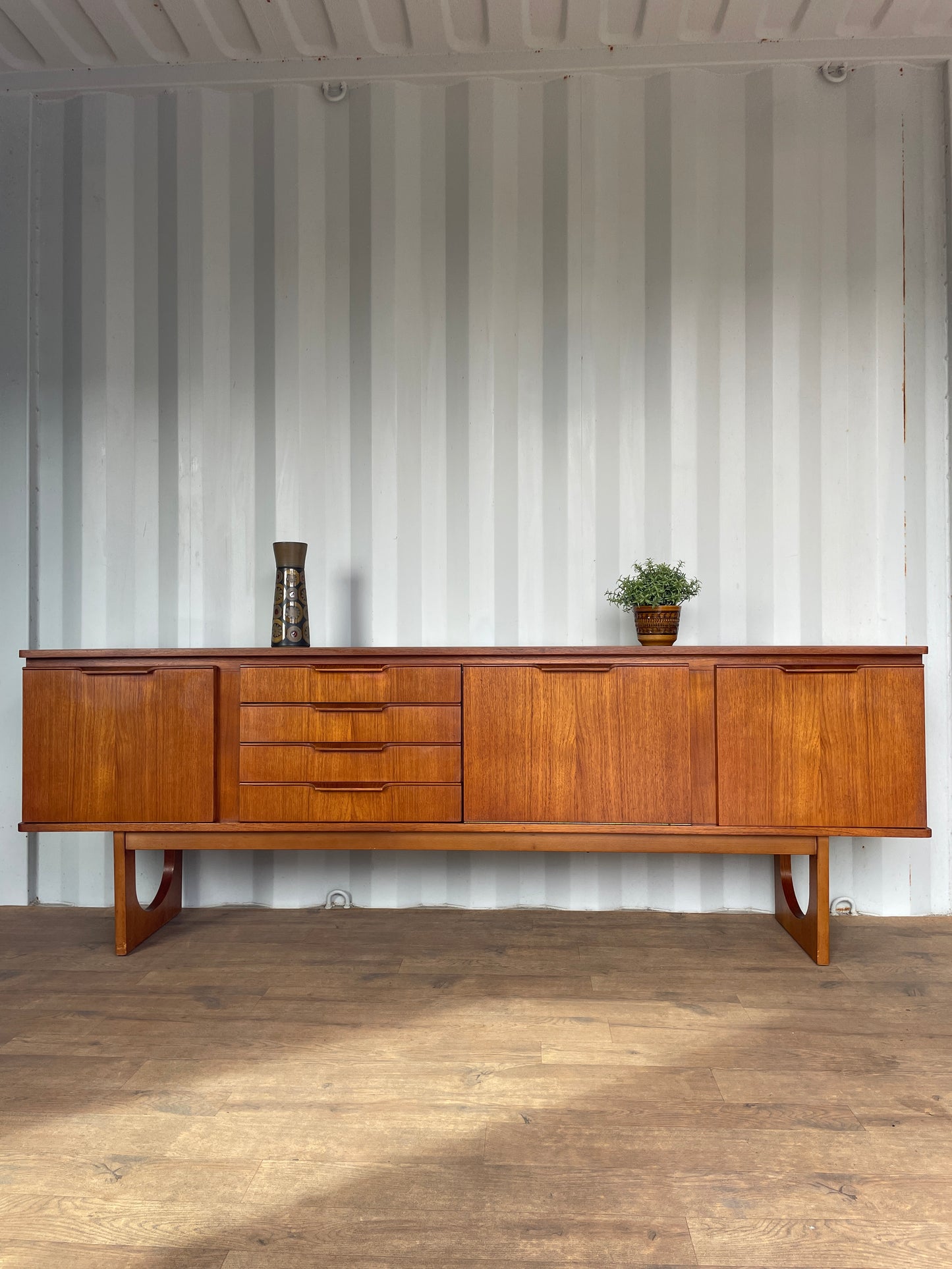 Vintage Mid-Century Teak Stonehill Sideboard – Large 212cm Danish Style Credenza Cabinet