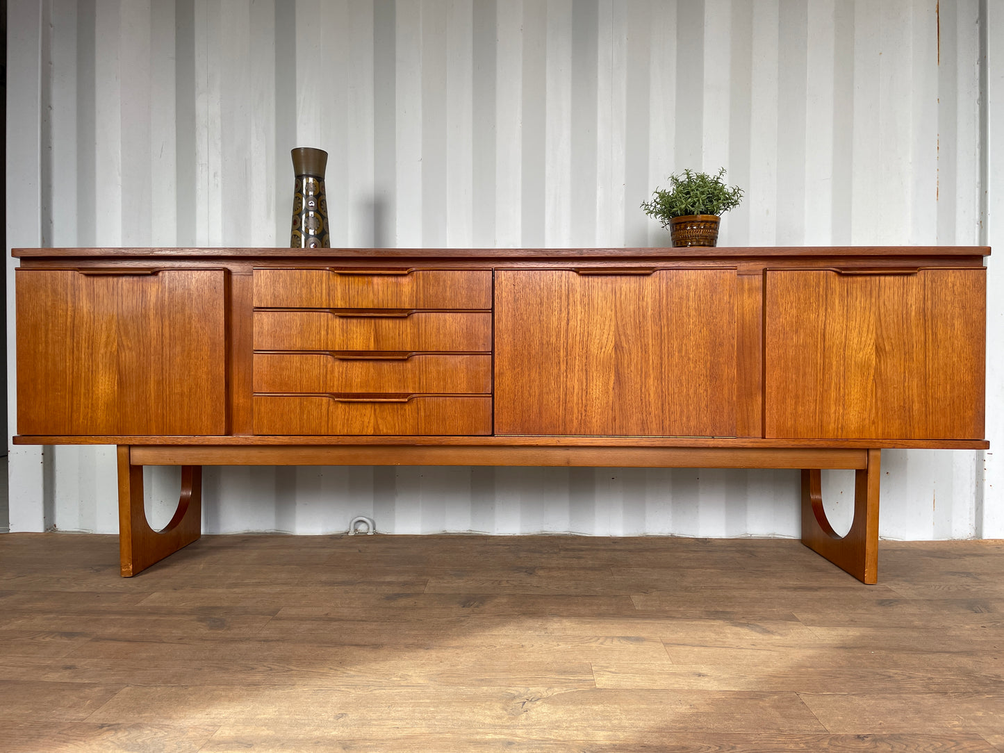Vintage Mid-Century Teak Stonehill Sideboard – Large 212cm Danish Style Credenza Cabinet