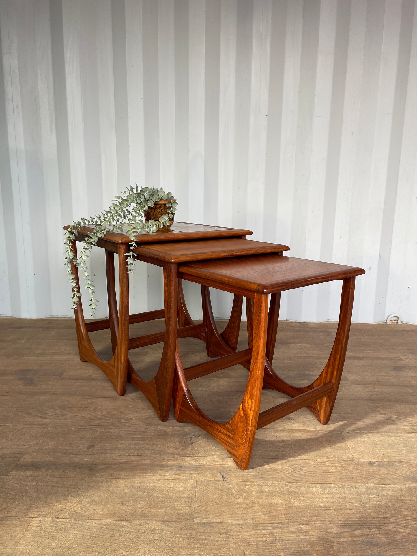 G Plan Fresco Nest of Tables – Vintage Teak Mid Century Nest – Tile Top Coffee Tables Set of 3