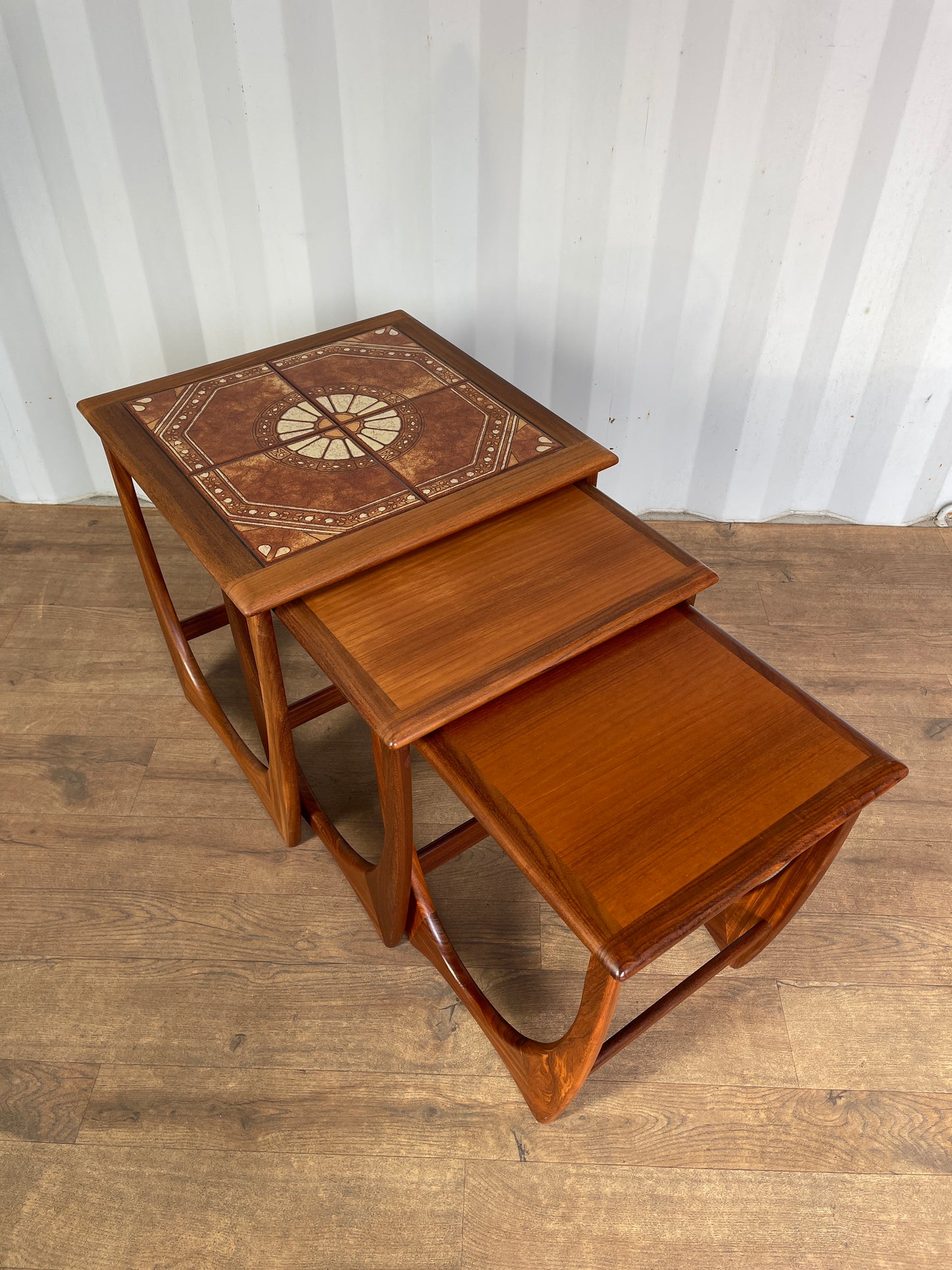 G Plan Fresco Nest of Tables – Vintage Teak Mid Century Nest – Tile Top Coffee Tables Set of 3