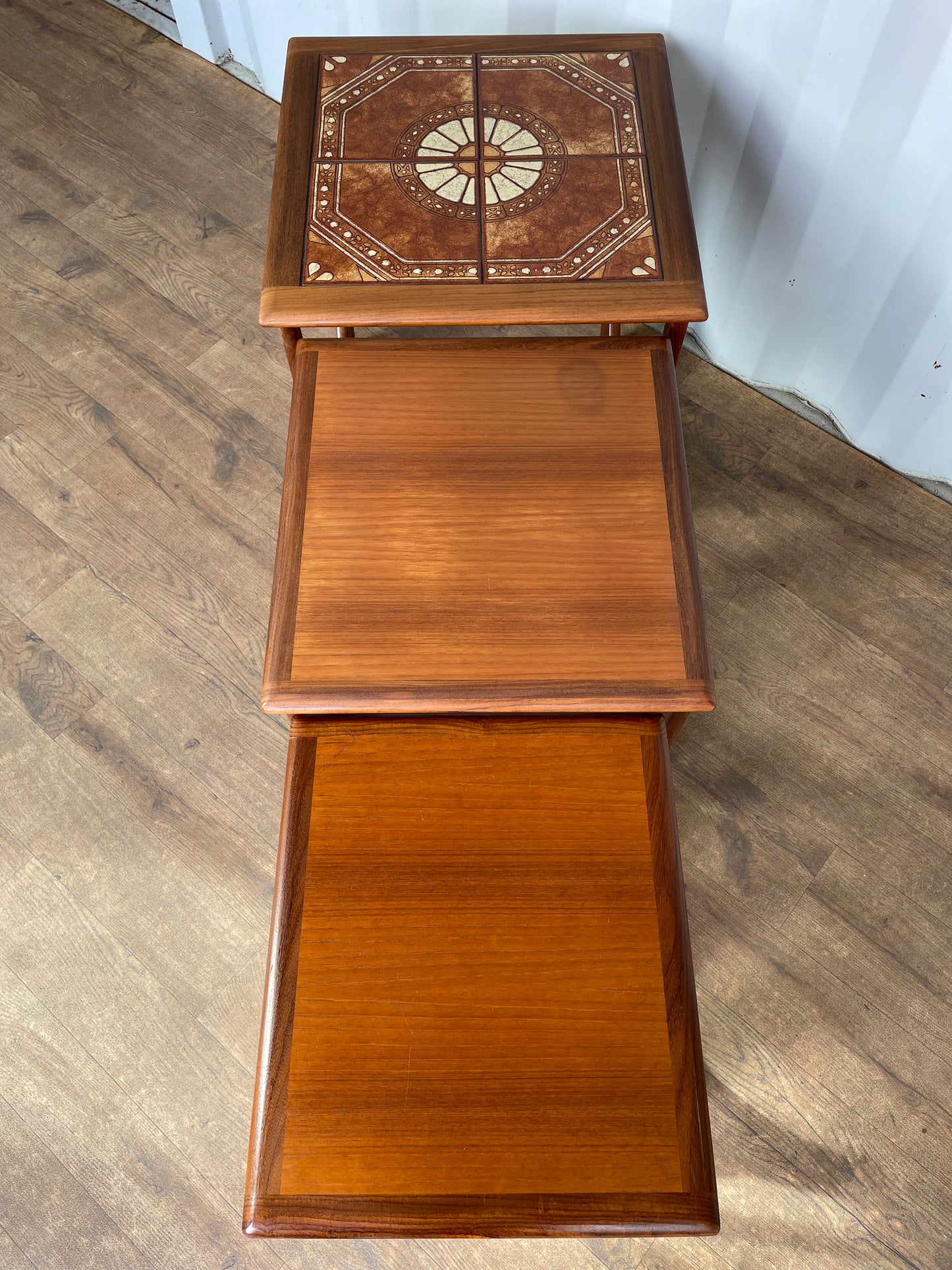 G Plan Fresco Nest of Tables – Vintage Teak Mid Century Nest – Tile Top Coffee Tables Set of 3