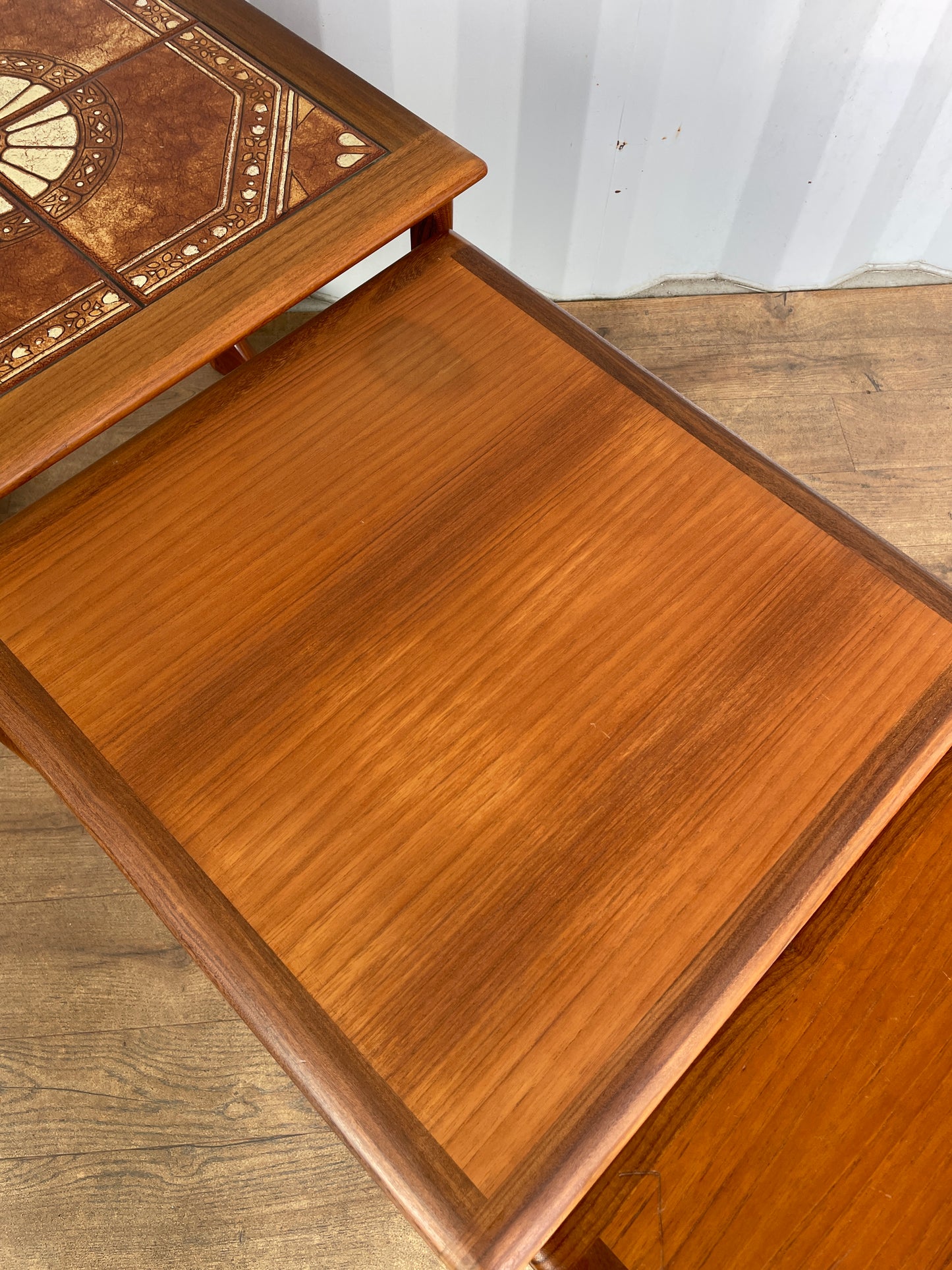 G Plan Fresco Nest of Tables – Vintage Teak Mid Century Nest – Tile Top Coffee Tables Set of 3