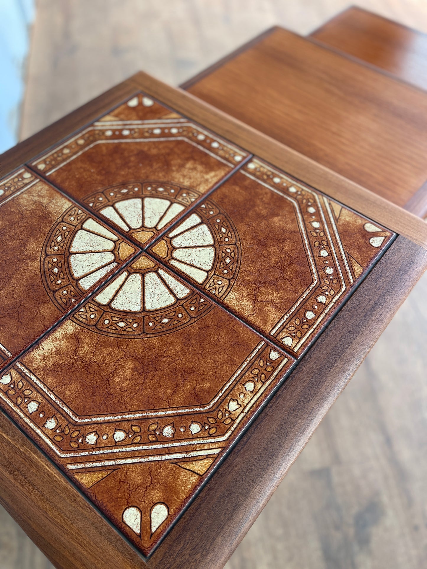 G Plan Fresco Nest of Tables – Vintage Teak Mid Century Nest – Tile Top Coffee Tables Set of 3