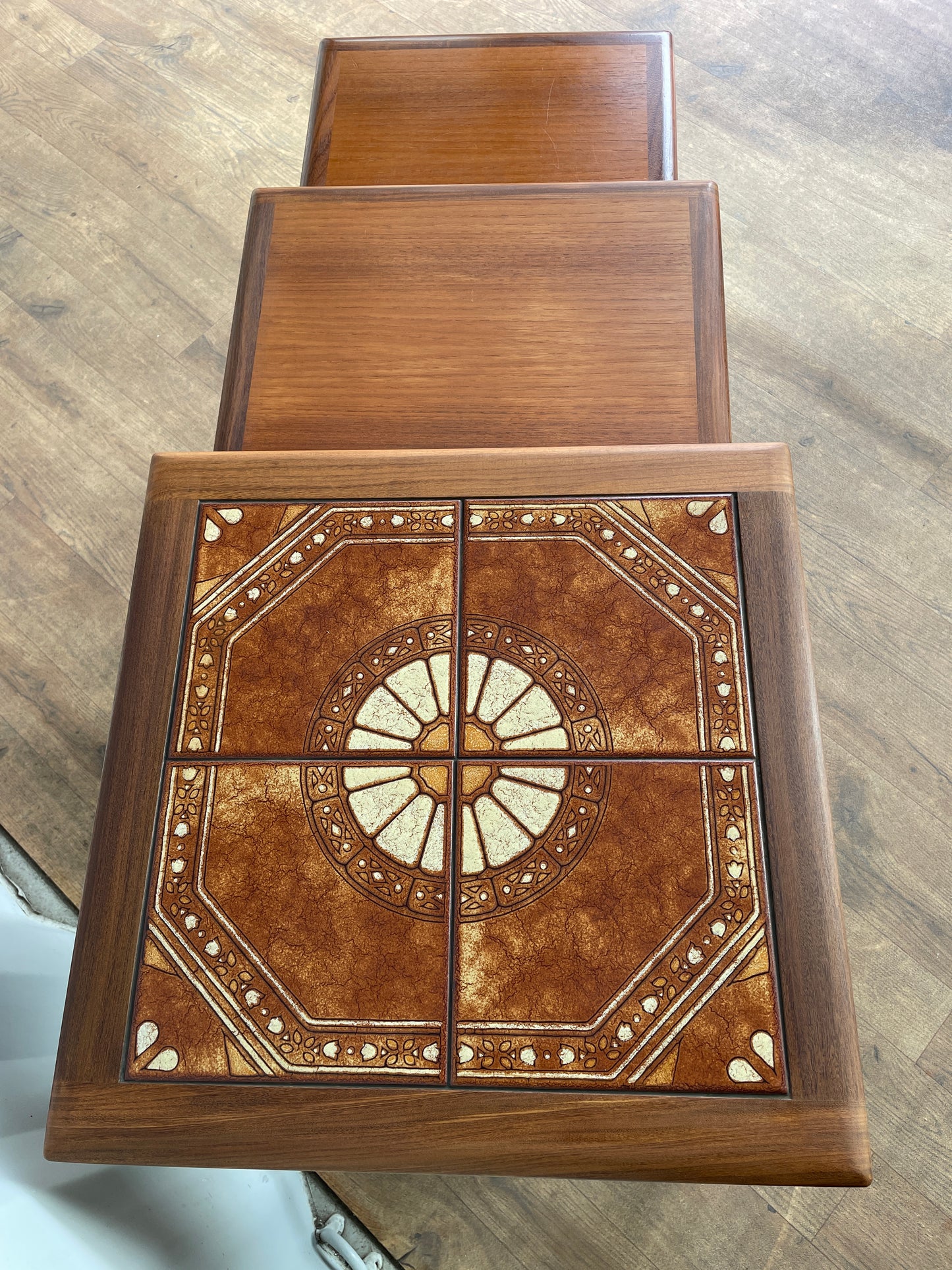 G Plan Fresco Nest of Tables – Vintage Teak Mid Century Nest – Tile Top Coffee Tables Set of 3