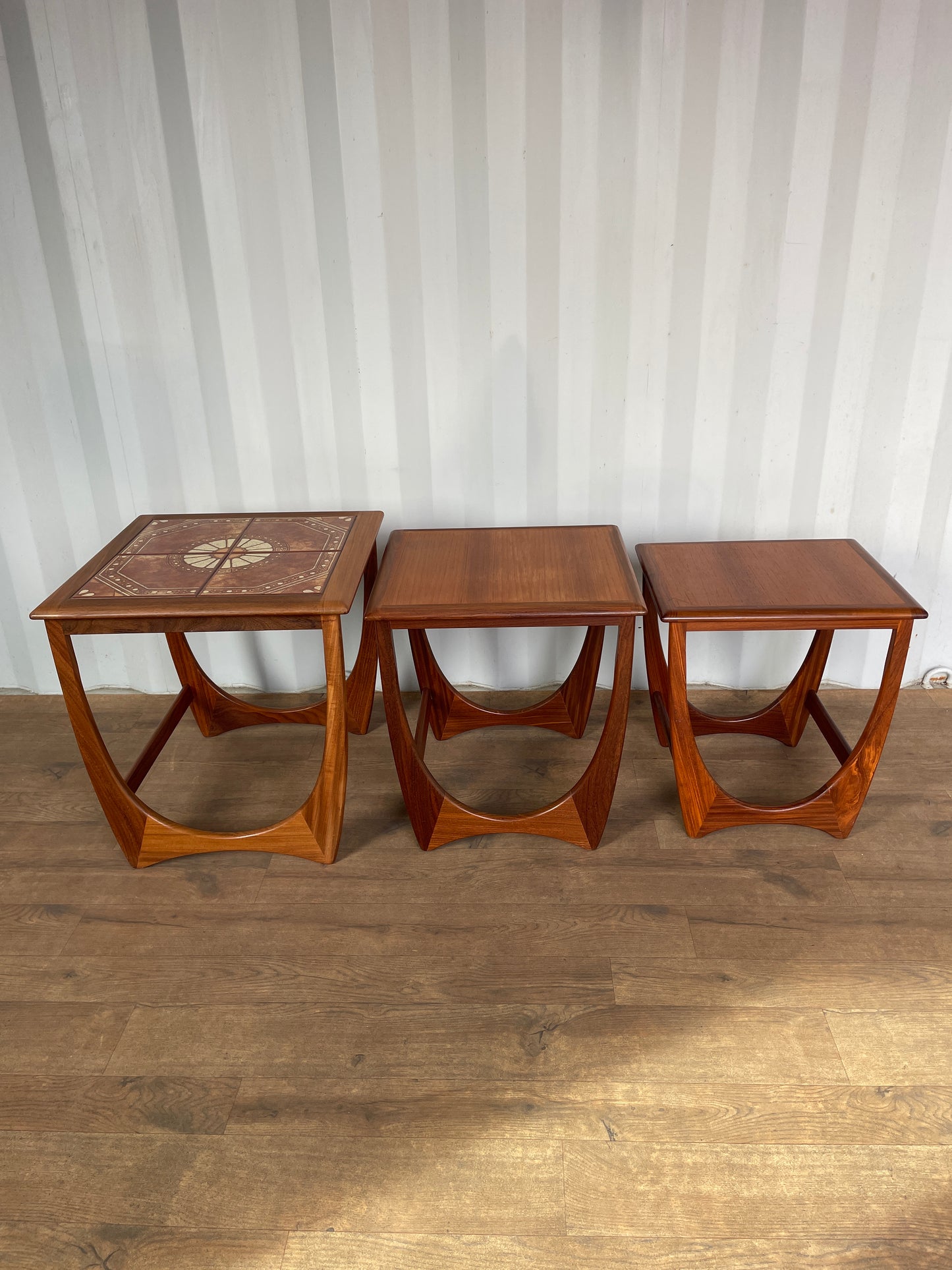 G Plan Fresco Nest of Tables – Vintage Teak Mid Century Nest – Tile Top Coffee Tables Set of 3