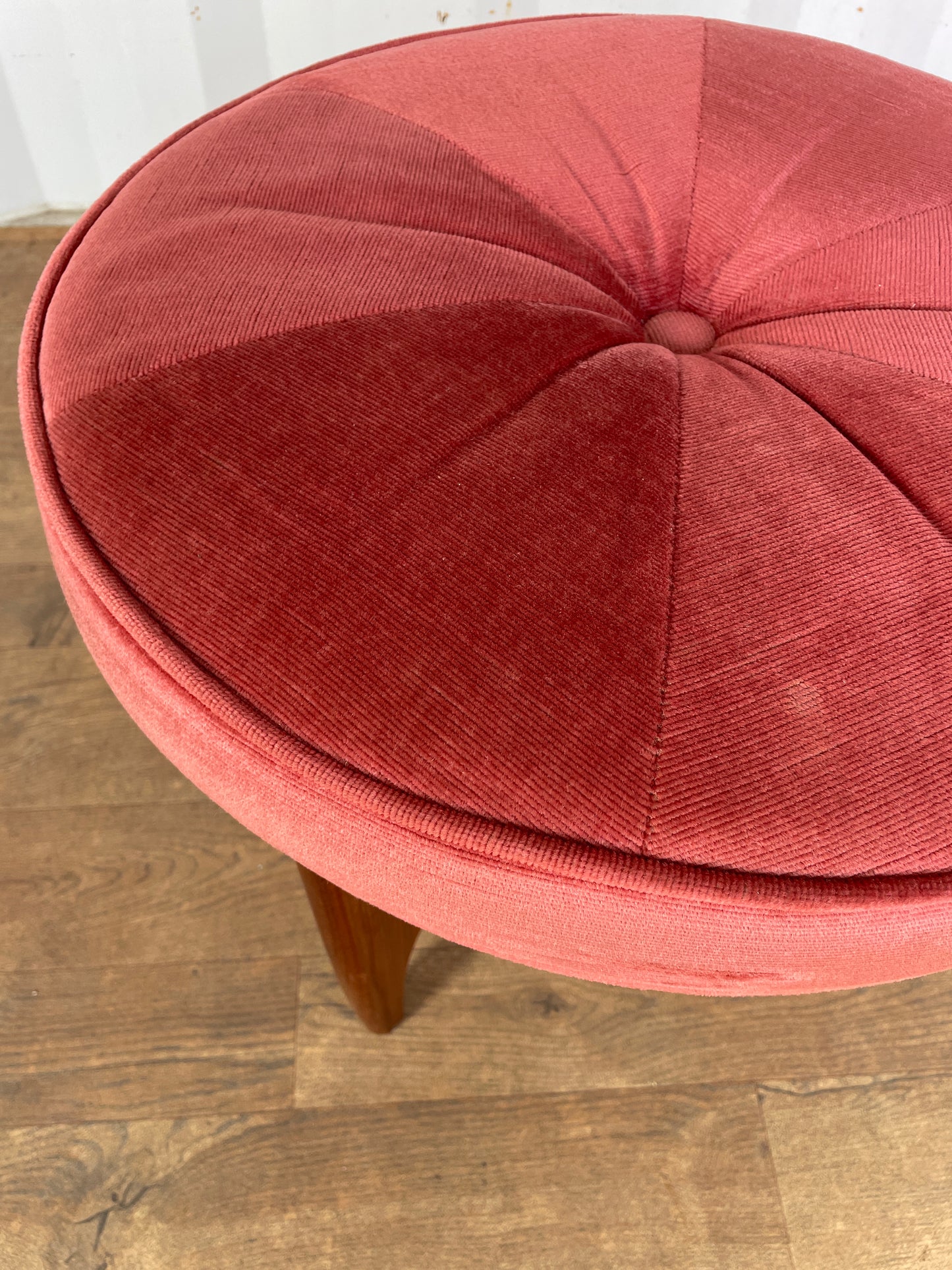 G Plan Fresco Vintage Teak Stool / Mid Century Dressing Table Seat / Pink Upholstered Stool 50cm