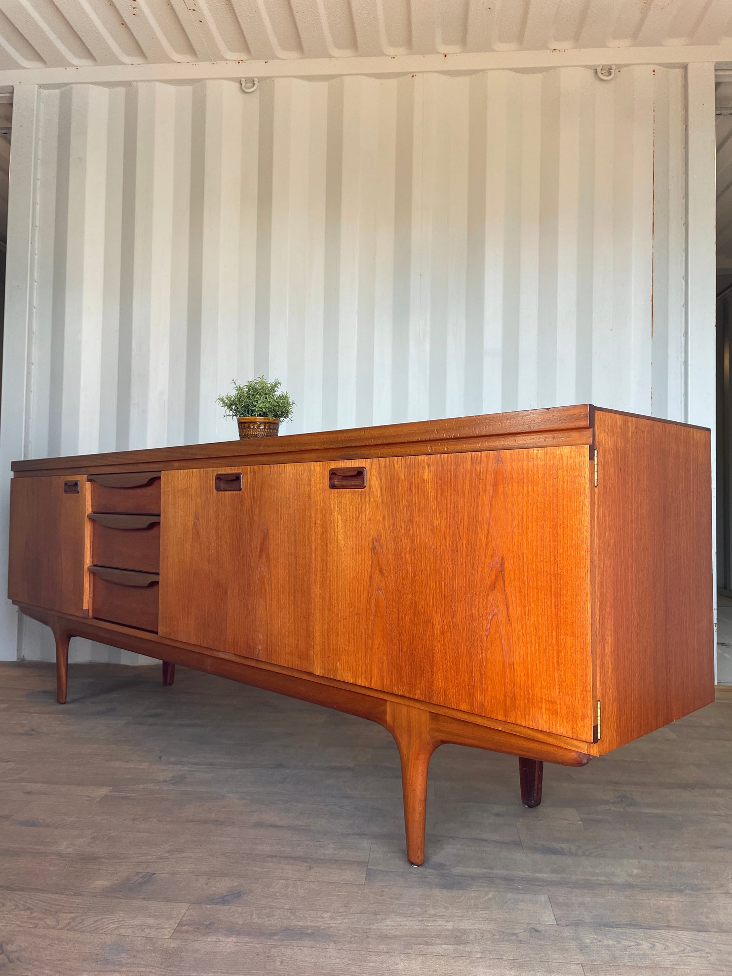 Large Vintage Teak Sideboard by Greaves & Thomas – Mid Century Modern 220cm Danish Style Credenza