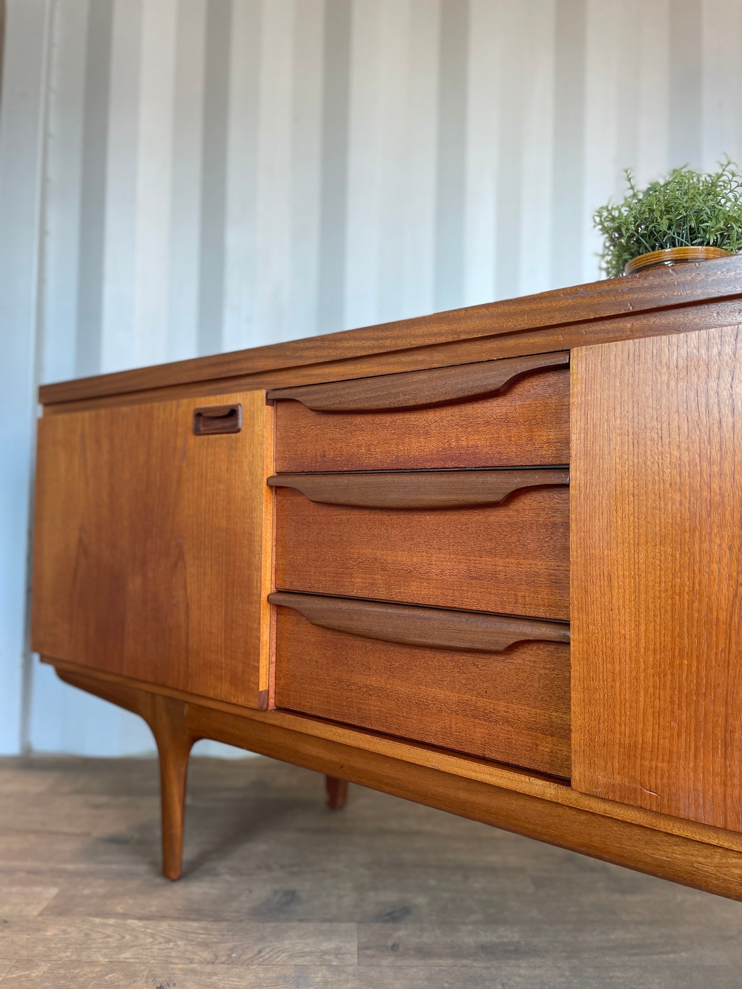 Large Vintage Teak Sideboard by Greaves & Thomas – Mid Century Modern 220cm Danish Style Credenza