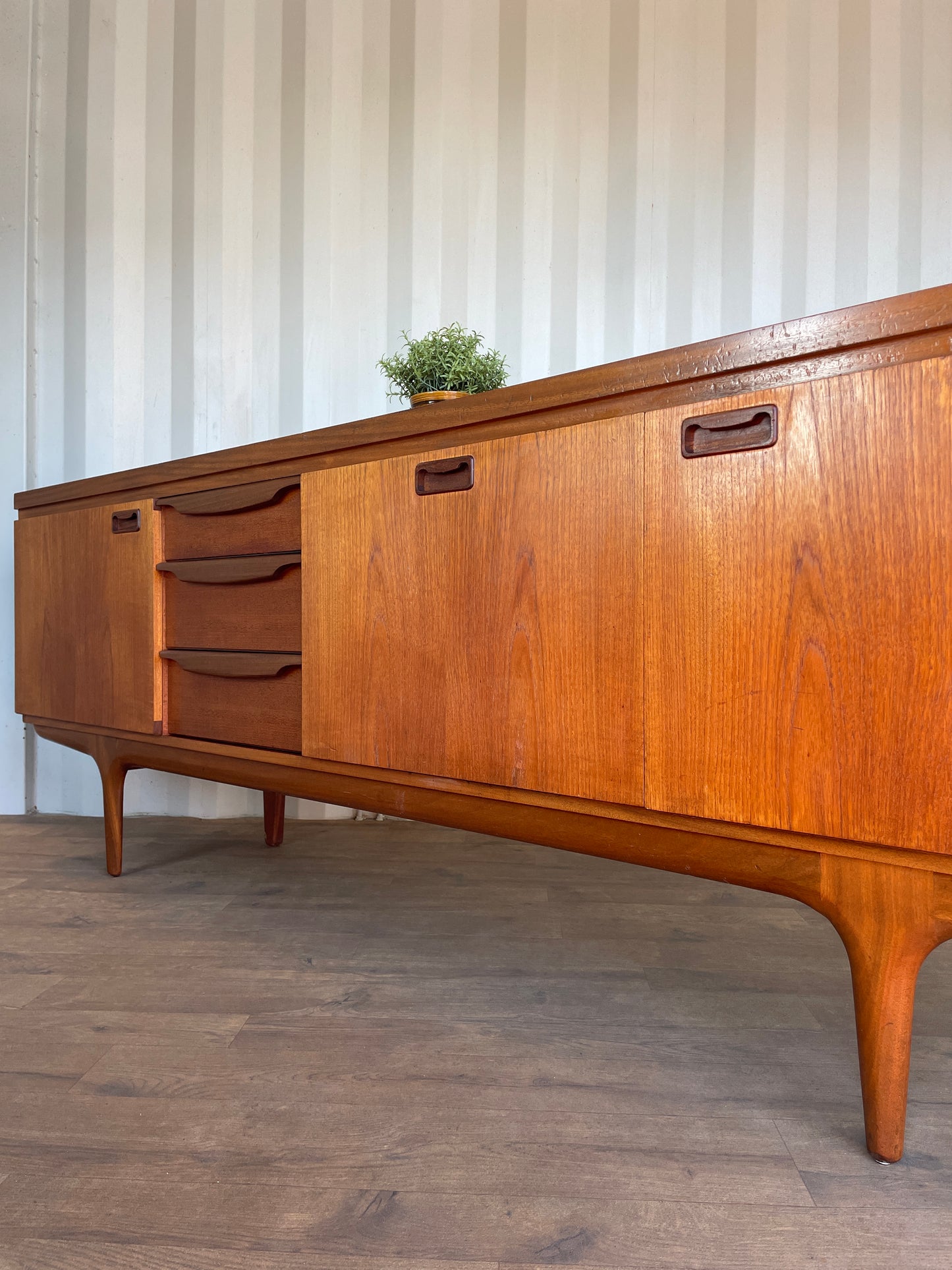 Large Vintage Teak Sideboard by Greaves & Thomas – Mid Century Modern 220cm Danish Style Credenza