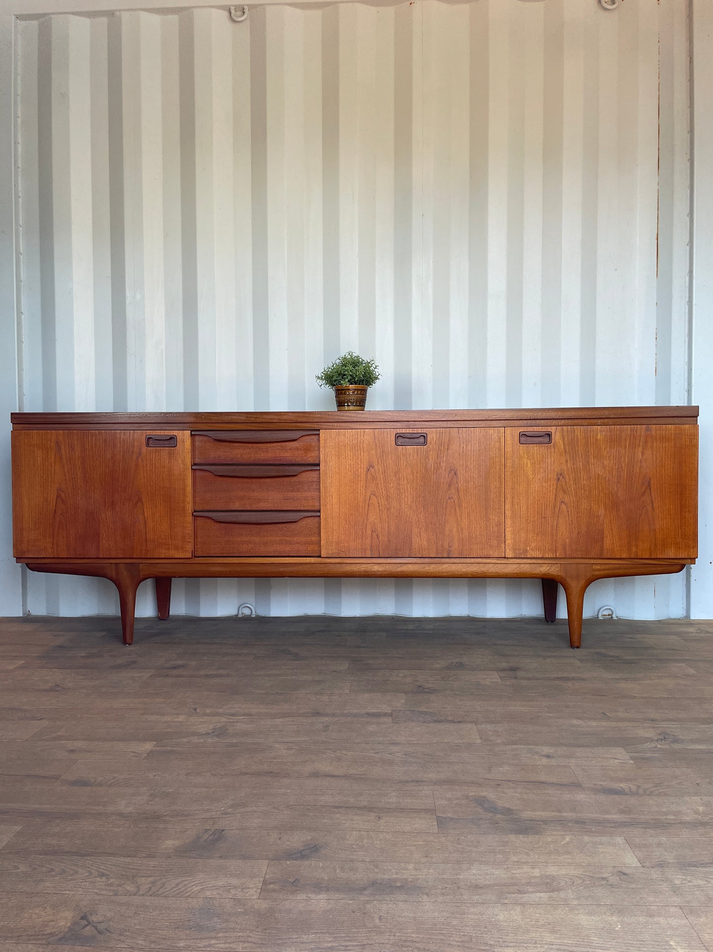 Large Vintage Teak Sideboard by Greaves & Thomas – Mid Century Modern 220cm Danish Style Credenza