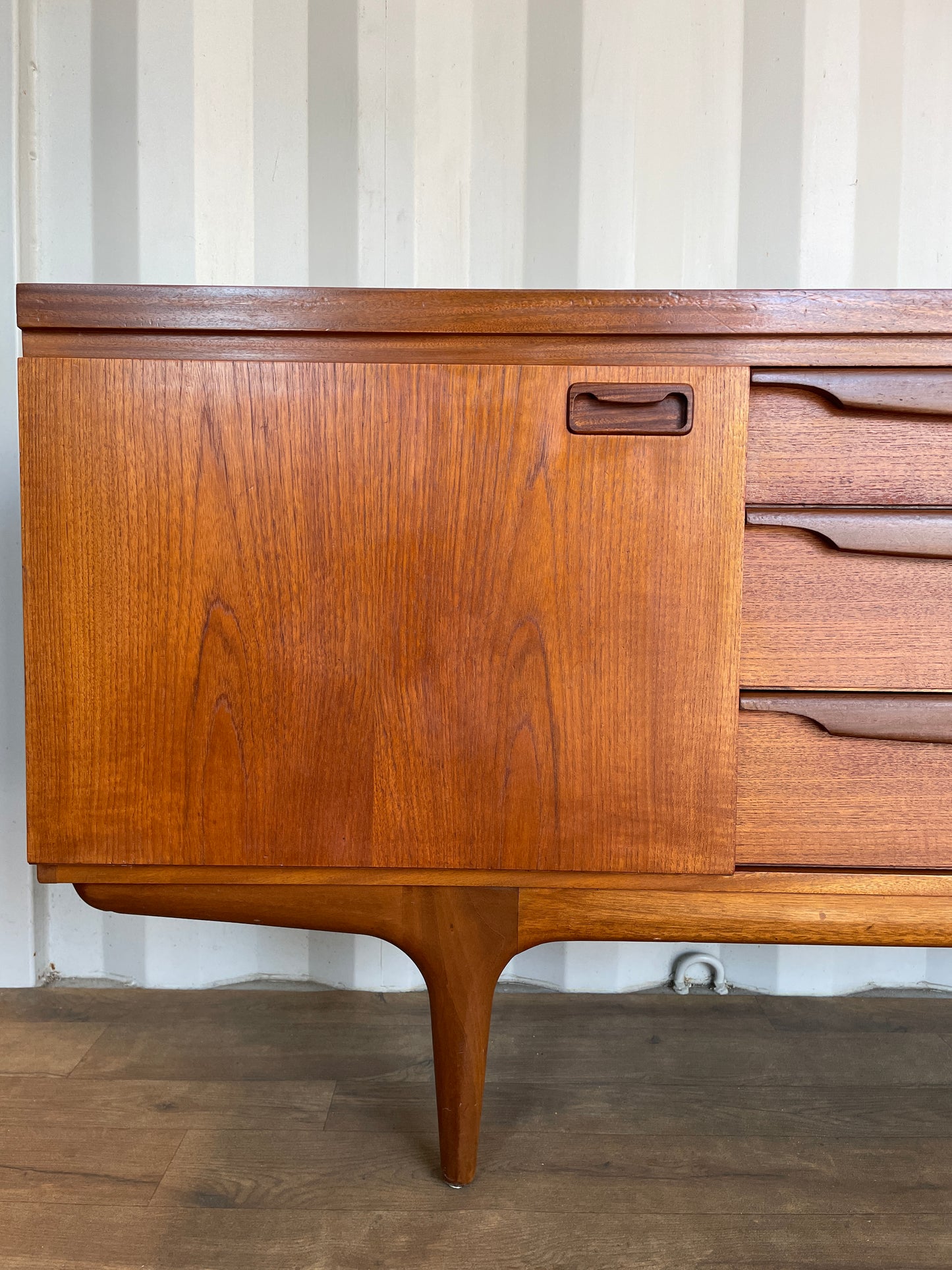 Large Vintage Teak Sideboard by Greaves & Thomas – Mid Century Modern 220cm Danish Style Credenza