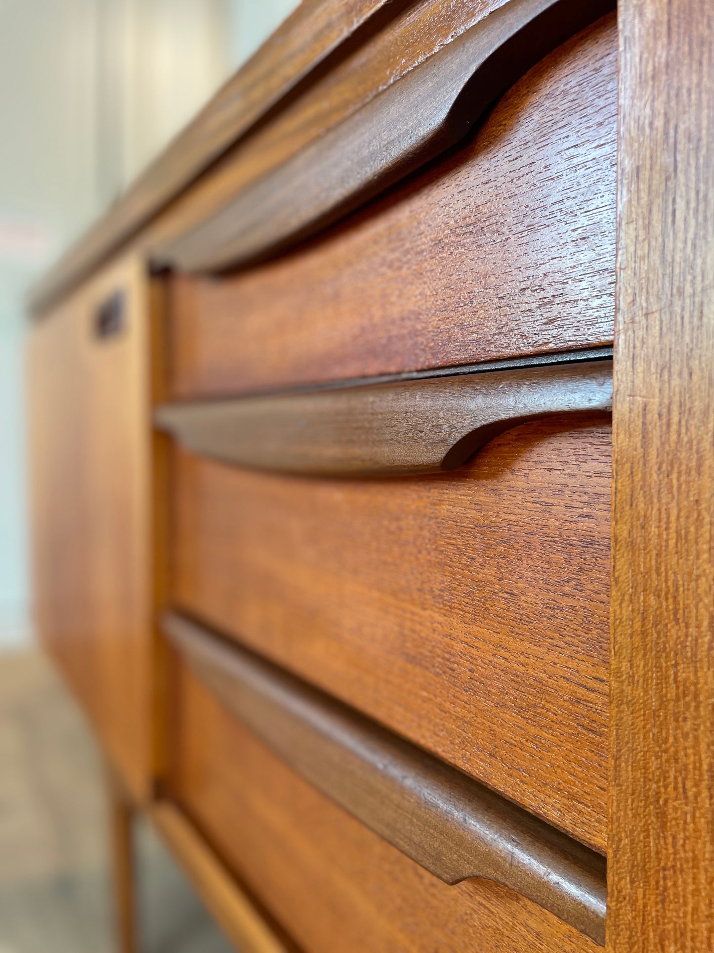 Large Vintage Teak Sideboard by Greaves & Thomas – Mid Century Modern 220cm Danish Style Credenza