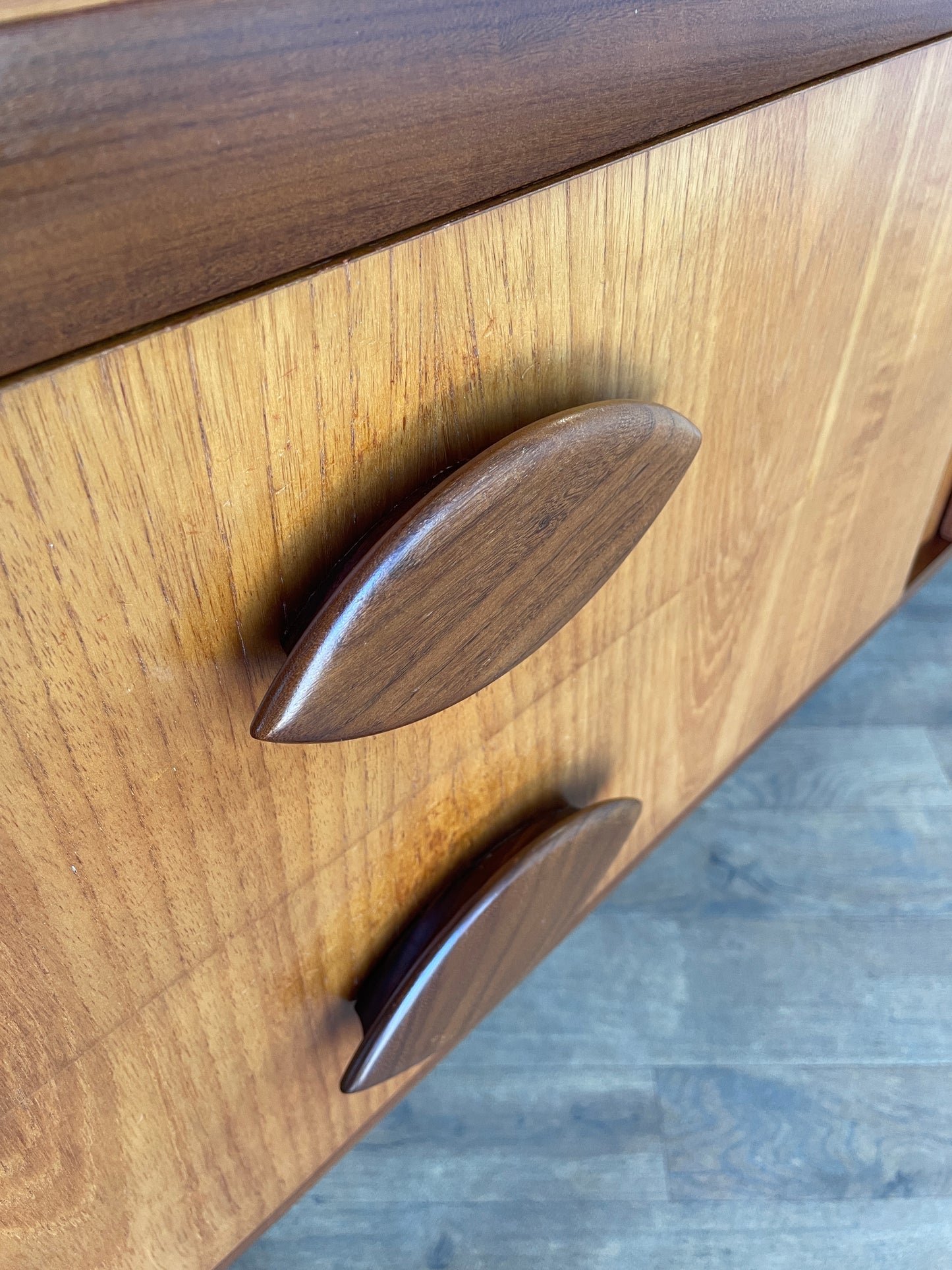 Vintage Teak Mid Century Sideboard – 4 Drawer Scandinavian Style Cabinet with Sculpted Handles – 153cm