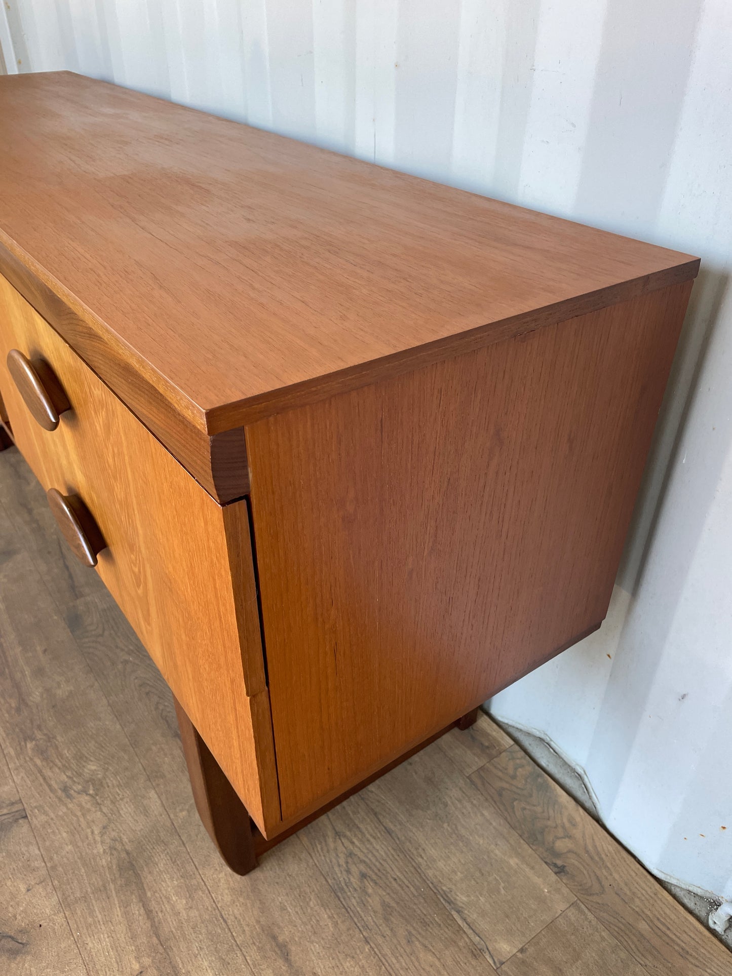 Vintage Teak Mid Century Sideboard – 4 Drawer Scandinavian Style Cabinet with Sculpted Handles – 153cm