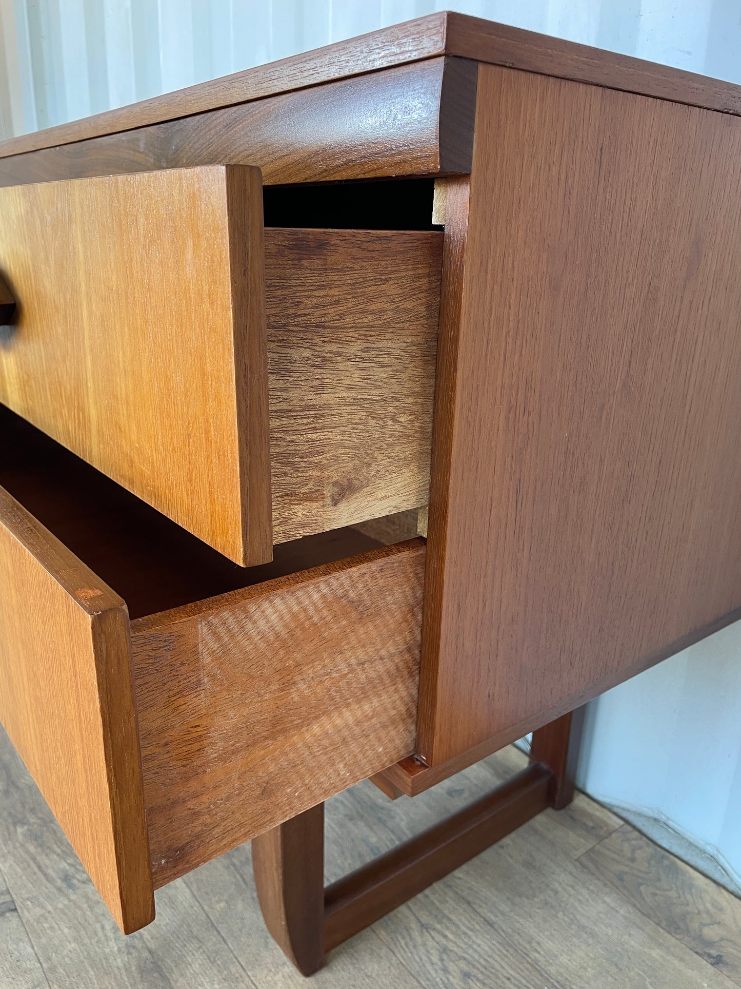 Vintage Teak Mid Century Sideboard – 4 Drawer Scandinavian Style Cabinet with Sculpted Handles – 153cm