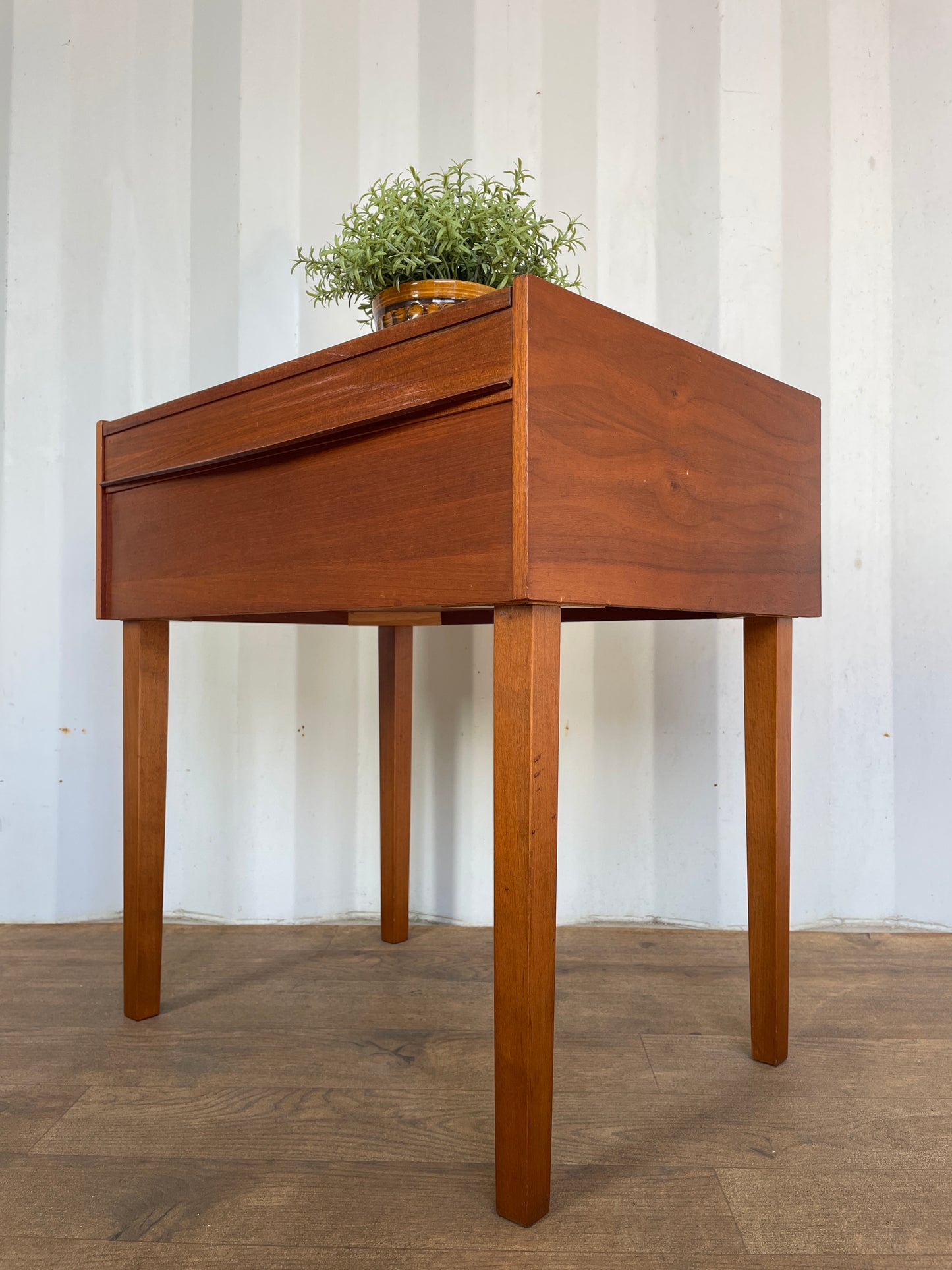 Mid-Century Teak Sewing Box Table / Craft Storage Cabinet with Lift-Up Compartments - Vintage