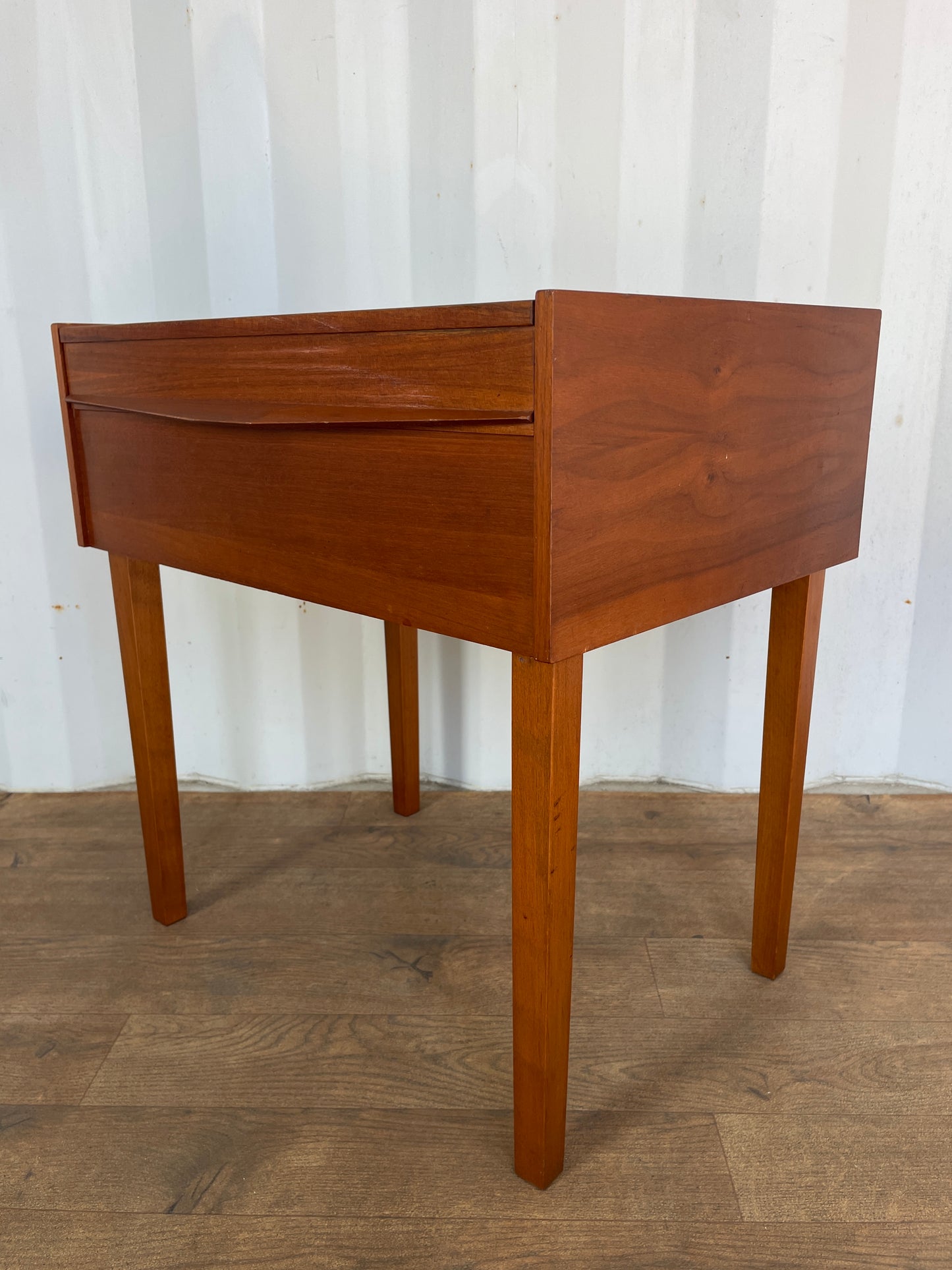 Mid-Century Teak Sewing Box Table / Craft Storage Cabinet with Lift-Up Compartments - Vintage