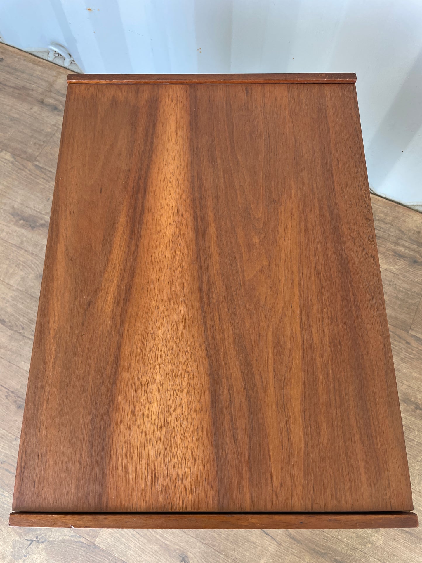 Mid-Century Teak Sewing Box Table / Craft Storage Cabinet with Lift-Up Compartments - Vintage