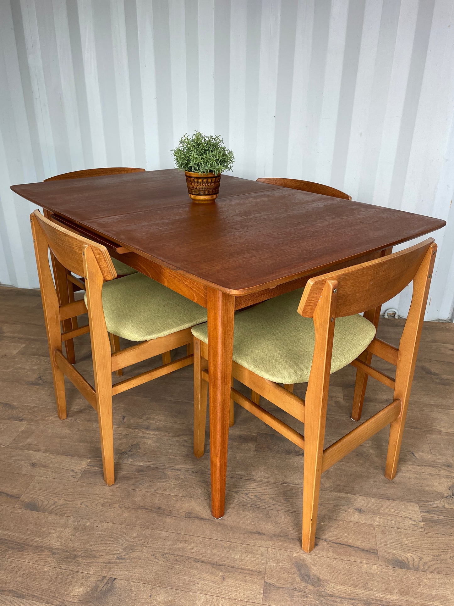 Dining Table & 4 Chairs by Beautility - Mid Century Teak Extendable Set Vintage UK Made