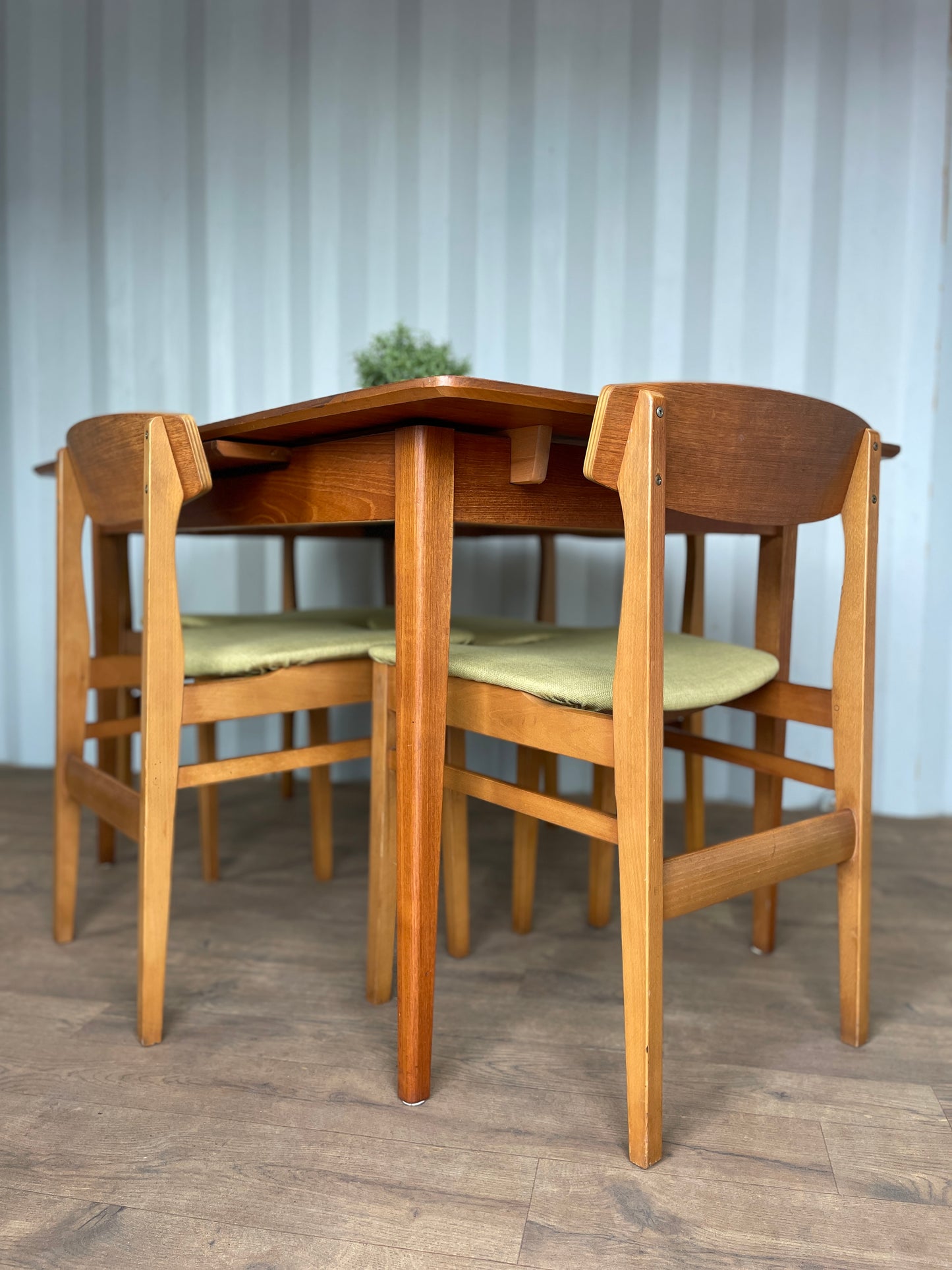 Dining Table & 4 Chairs by Beautility - Mid Century Teak Extendable Set Vintage UK Made