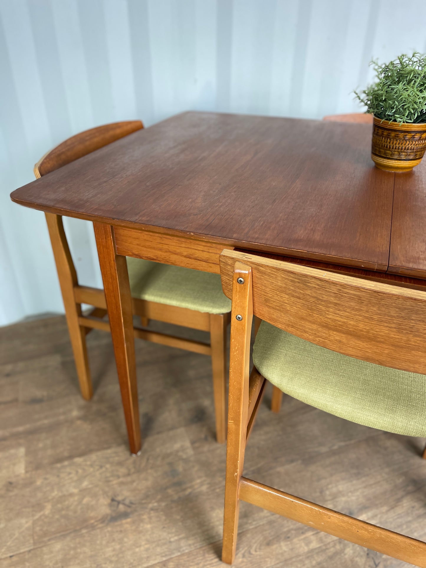 Dining Table & 4 Chairs by Beautility - Mid Century Teak Extendable Set Vintage UK Made